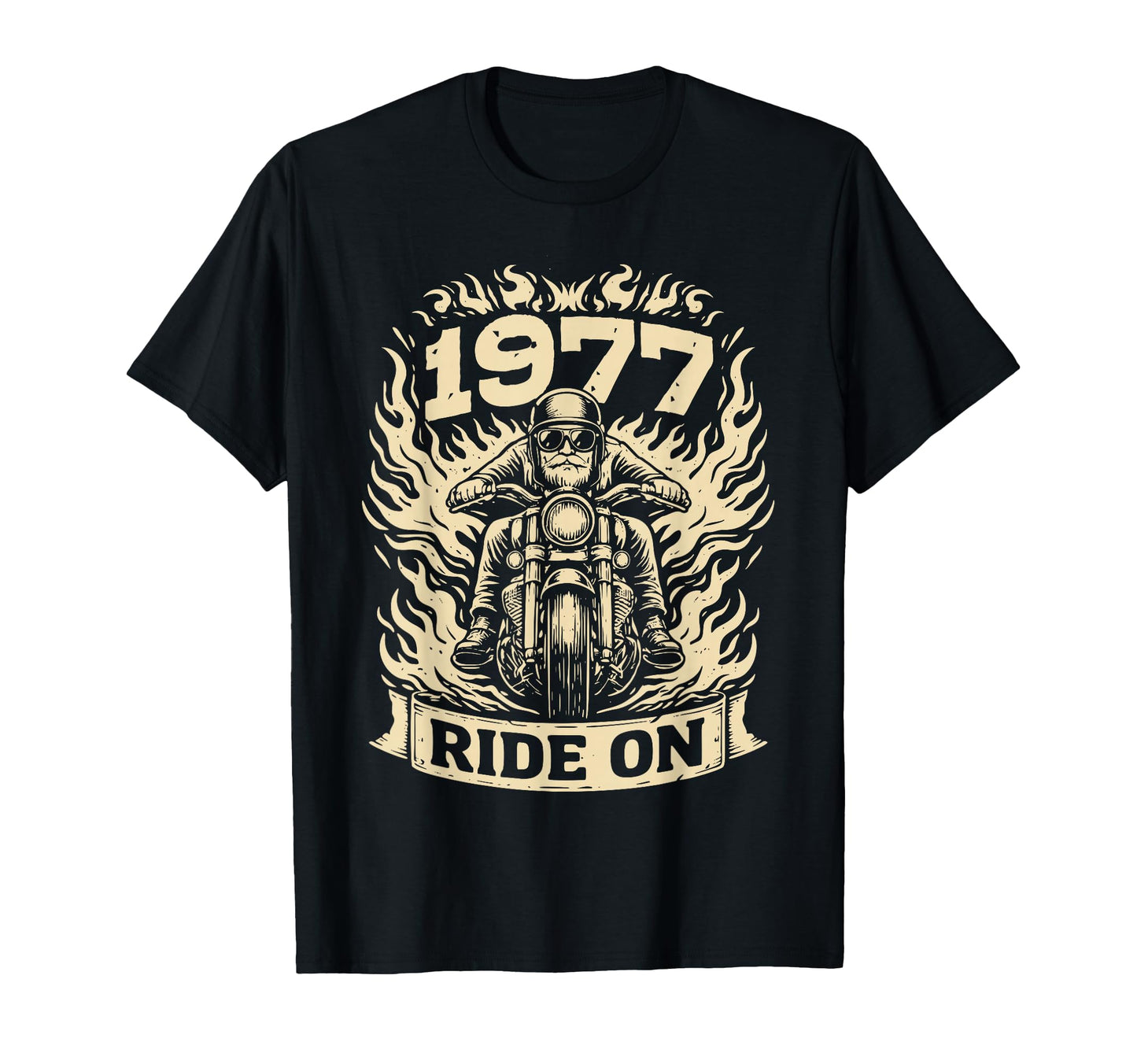 Biker 1977 Ride Birthday Motorcycle Rider T-Shirt - Graphic Print Men Women - T-Shirt, Sweatshirt, Hoodie