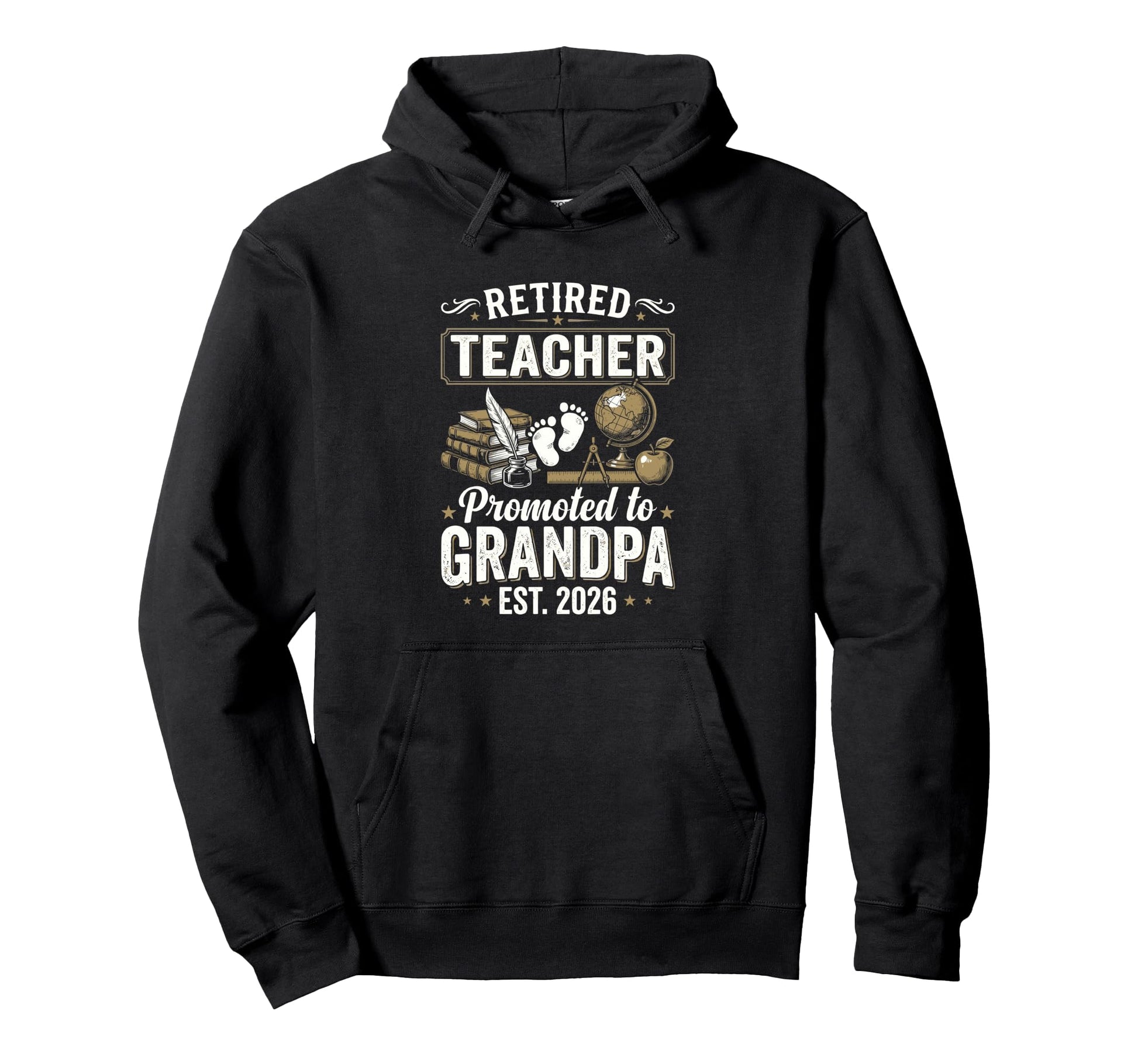 Retired Teacher Promoted To Grandpa Hoodie - Aesthetic Graphic Men Women - T-Shirt, Sweatshirt, Hoodie