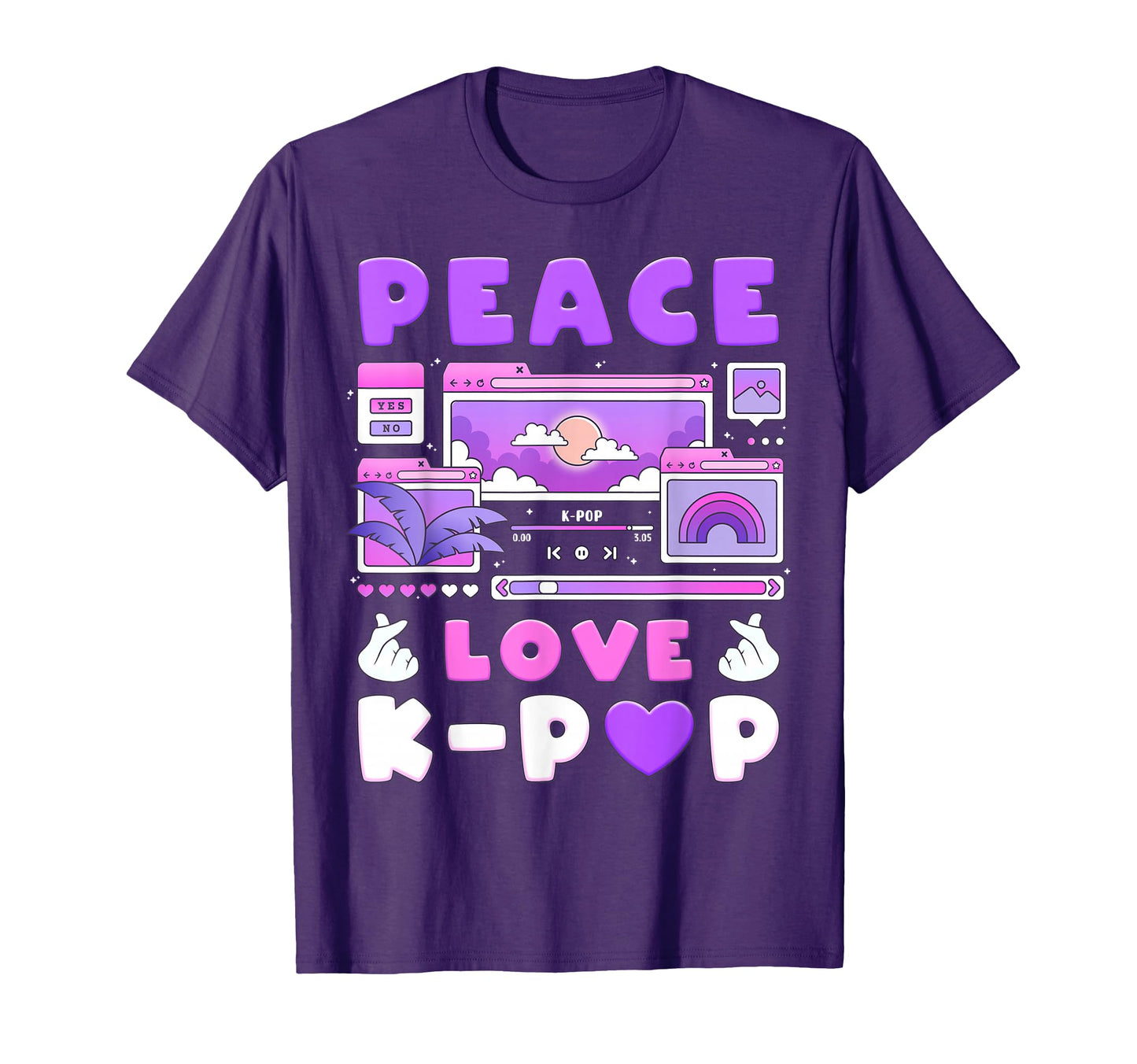 Peace Love K Pop Vaporwave Pastel K T-Shirt - Fun Novelty Design Men Women - T-Shirt, Sweatshirt, Hoodie