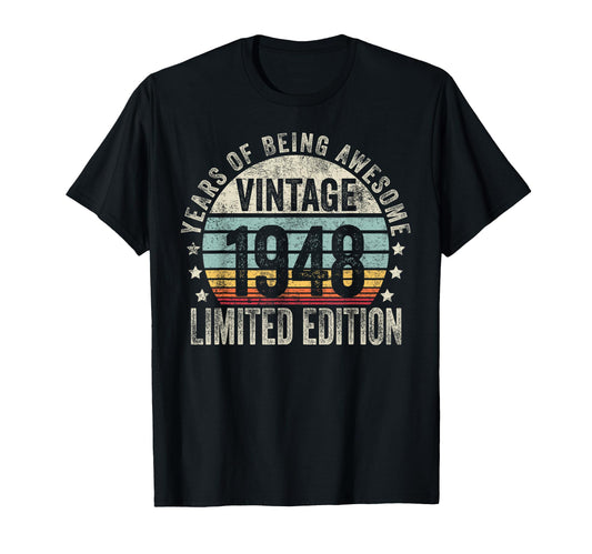 1948 T Shirts Funny 1948 Birthday T-Shirt - Minimalist Print Unisex - T-Shirt, Sweatshirt, Hoodie