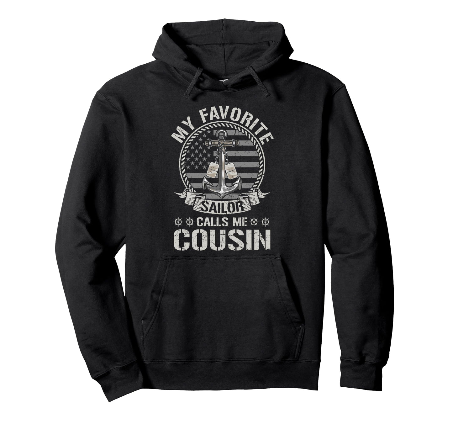 Proud Us Sailor Cousin Anchor Flag Hoodie - Fun Novelty Design for Adults - T-Shirt, Sweatshirt, Hoodie