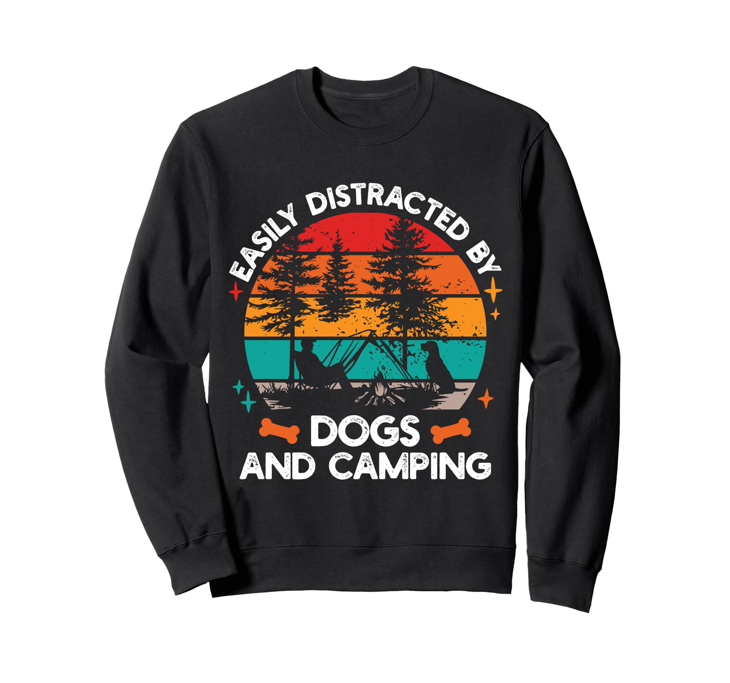 Easily Distracted Dogs And Camping Sweatshirt - Aesthetic Graphic Unisex - T-Shirt, Sweatshirt, Hoodie