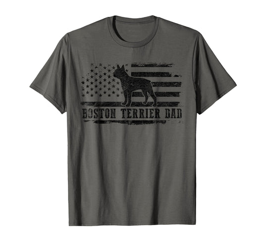 Boston Terrier Dad Distressed T-Shirt - Streetwear Style Men Women - T-Shirt, Sweatshirt, Hoodie