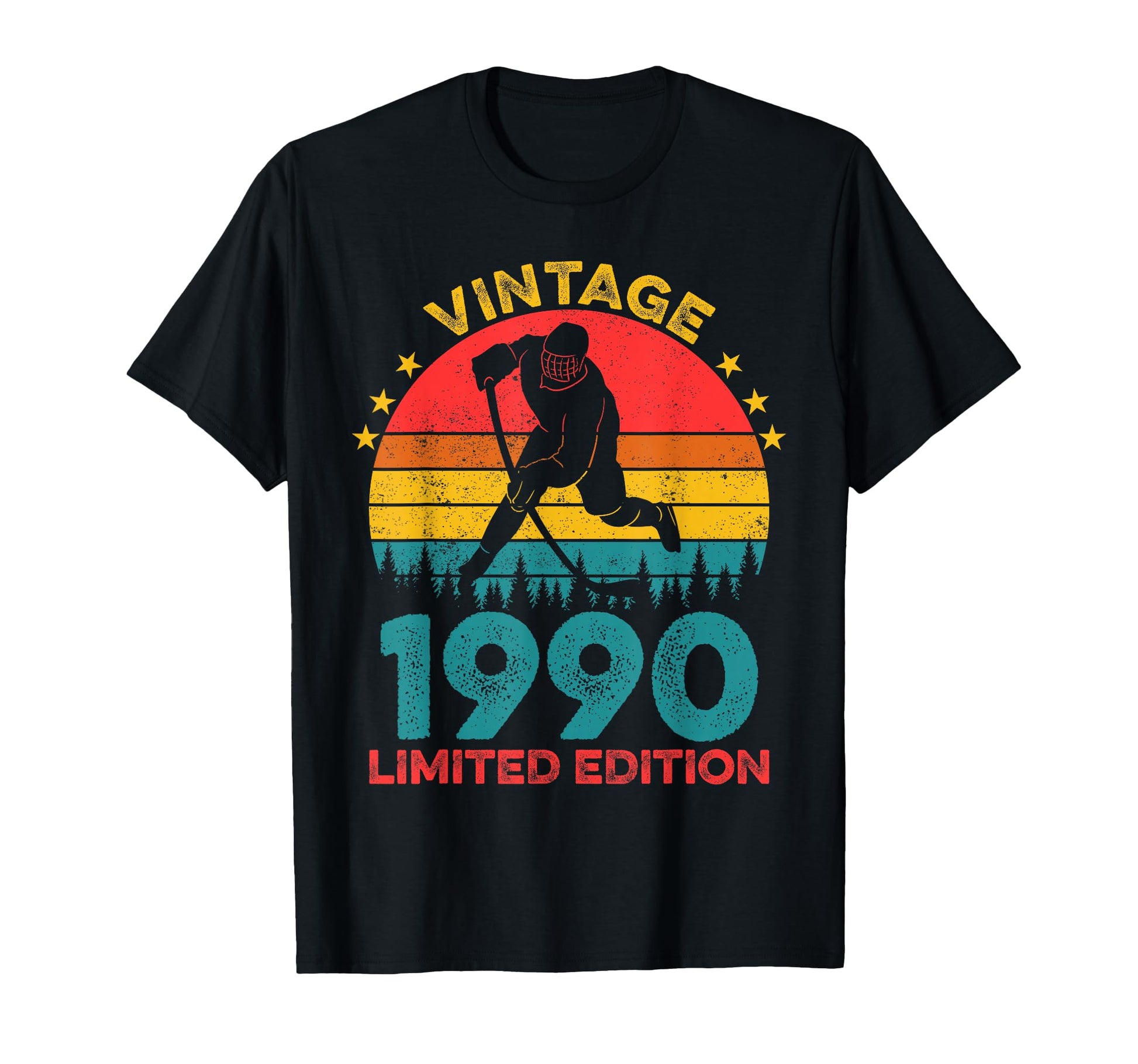 Hockey Player 1990 Sunset Birthday T-Shirt - Fun Novelty Design Unisex - T-Shirt, Sweatshirt, Hoodie