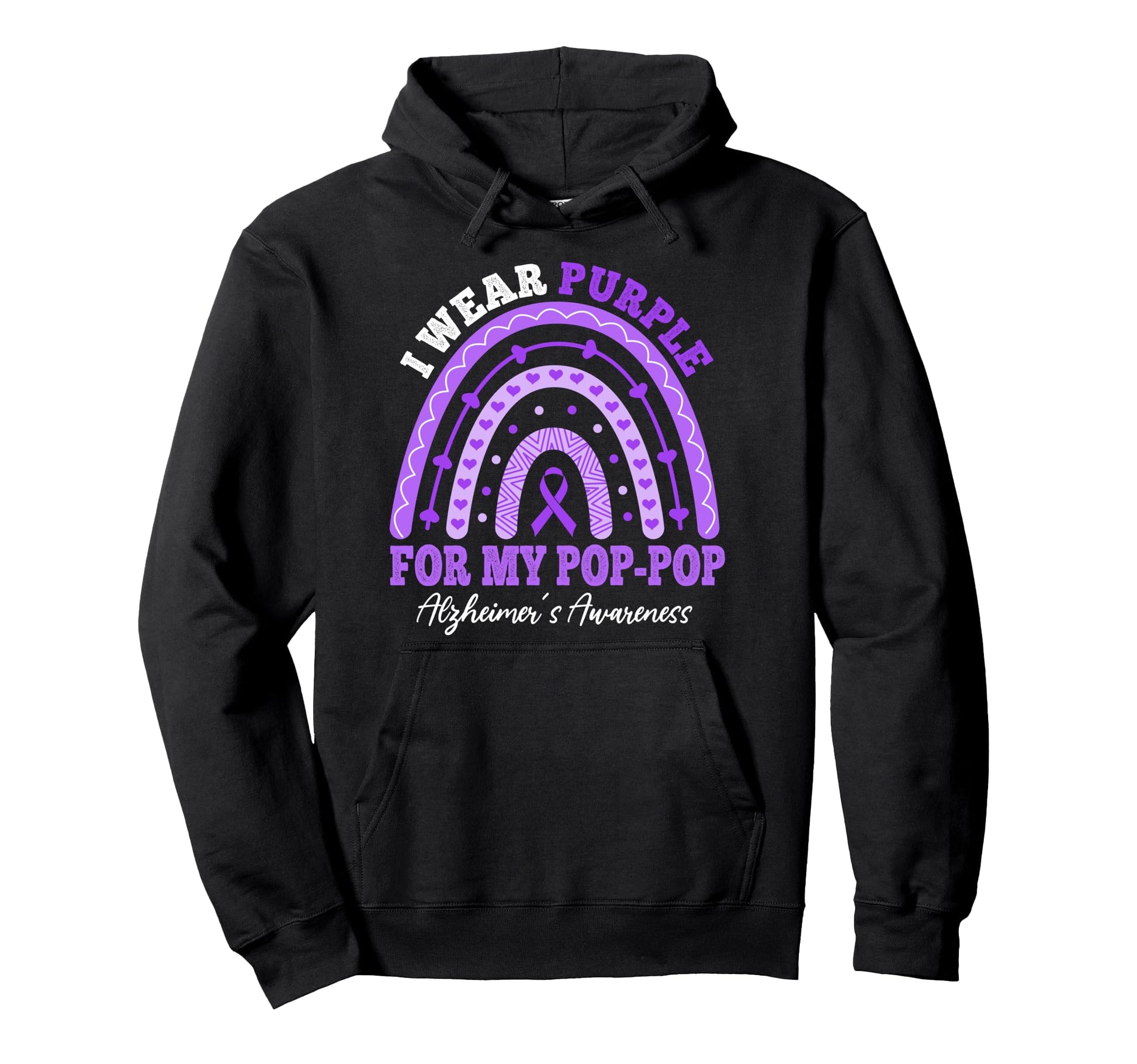 I Wear Purple Pop Pop Alzheimers Hoodie - Trendy Graphic for Adults - T-Shirt, Sweatshirt, Hoodie