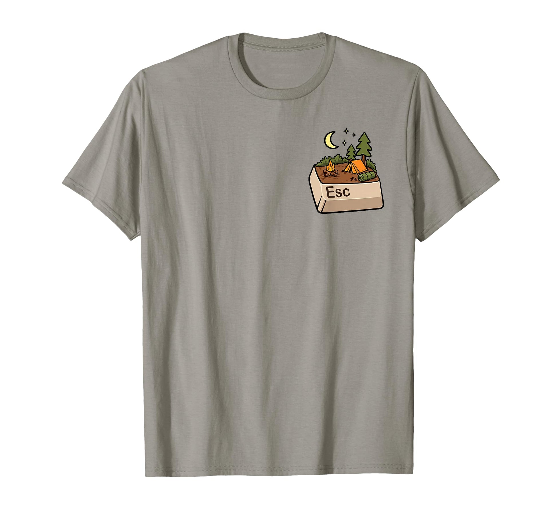 Escape Button Funny Happy Camper T-Shirt - Aesthetic Graphic Men Women - T-Shirt, Sweatshirt, Hoodie