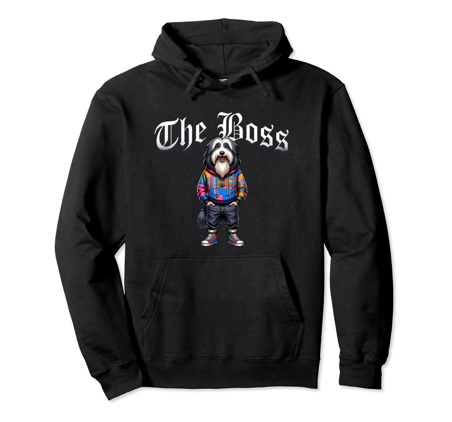 Bearded Collie Dog Boss Jacket Hoodie - Casual Everyday Wear Men Women - T-Shirt, Sweatshirt, Hoodie