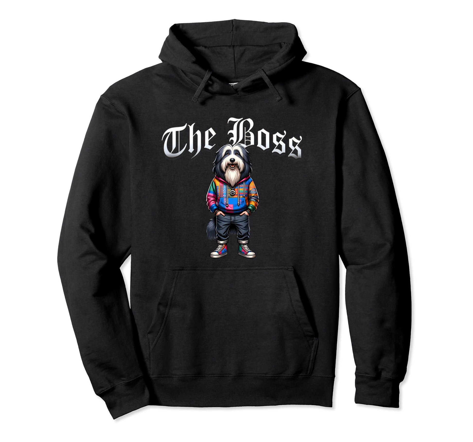 Bearded Collie Dog Boss Jacket Hoodie - Casual Everyday Wear Men Women - T-Shirt, Sweatshirt, Hoodie