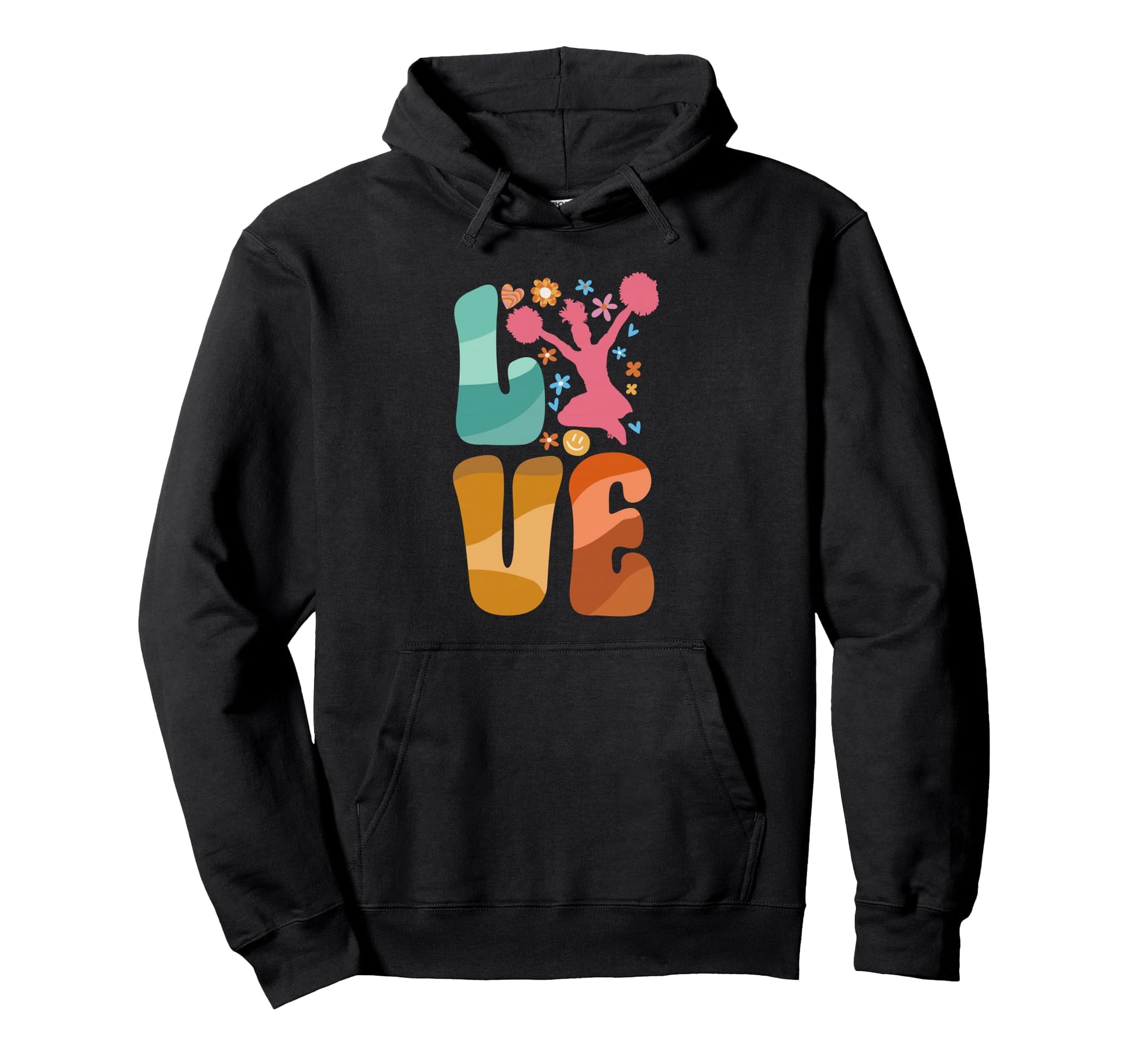 Love Cheer Groovy Cheerleader Hoodie - Aesthetic Graphic Men Women - T-Shirt, Sweatshirt, Hoodie