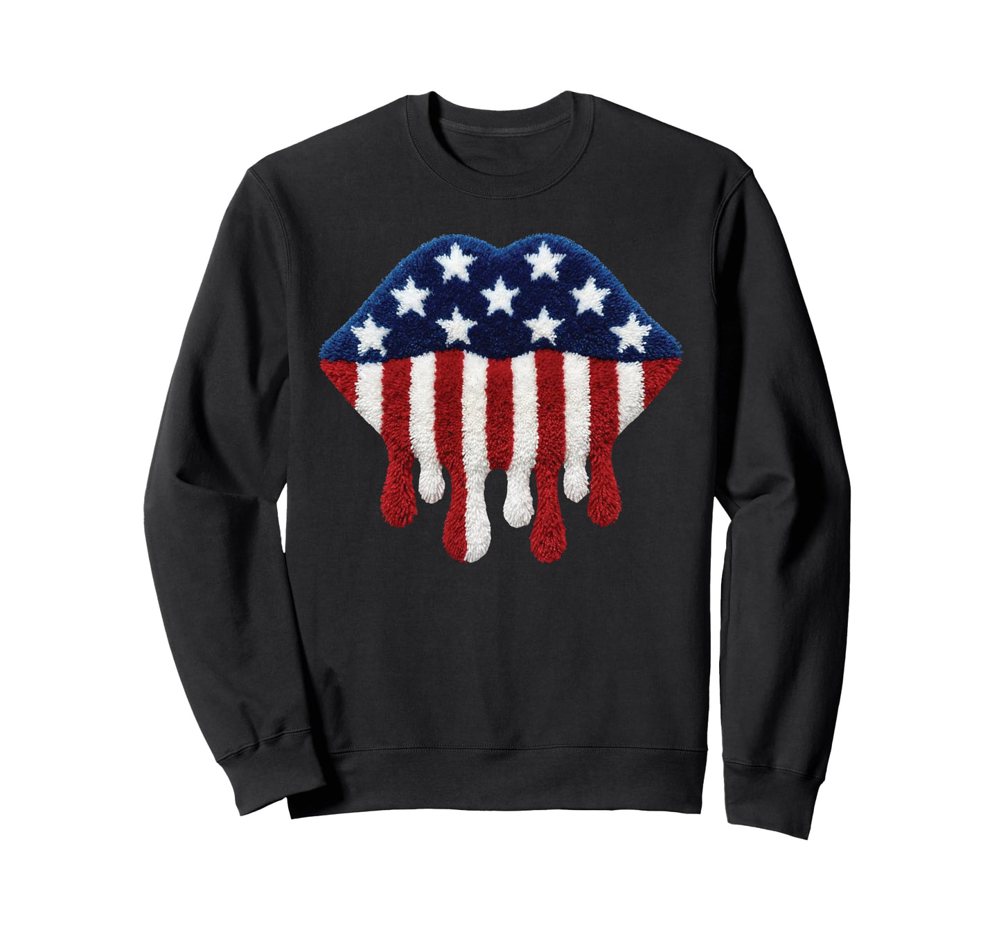 Usa Flag Lips Patriotic Fourth July Sweatshirt - Minimalist Print Unisex - T-Shirt, Sweatshirt, Hoodie