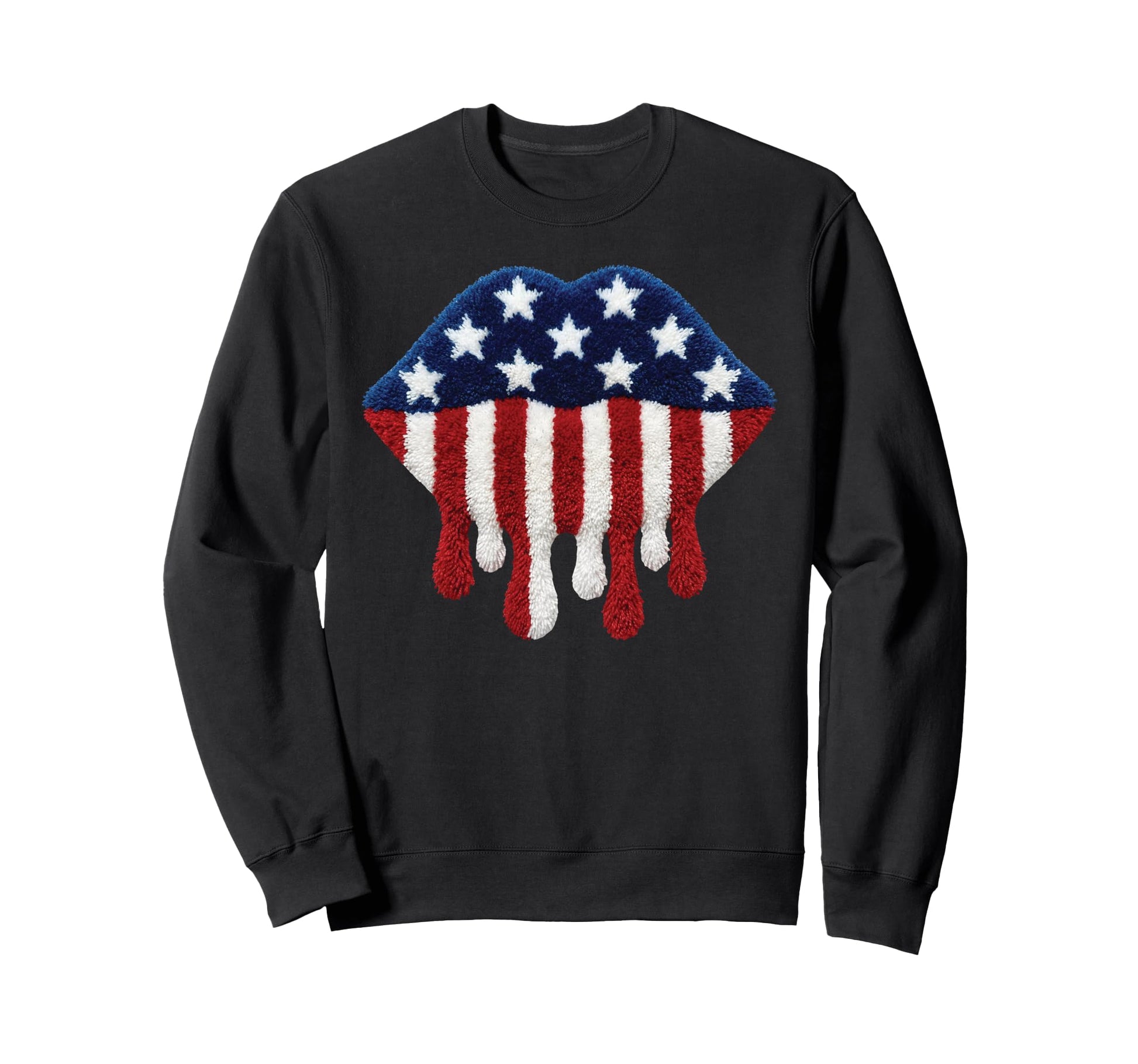 Usa Flag Lips Patriotic Fourth July Sweatshirt - Minimalist Print Unisex - T-Shirt, Sweatshirt, Hoodie