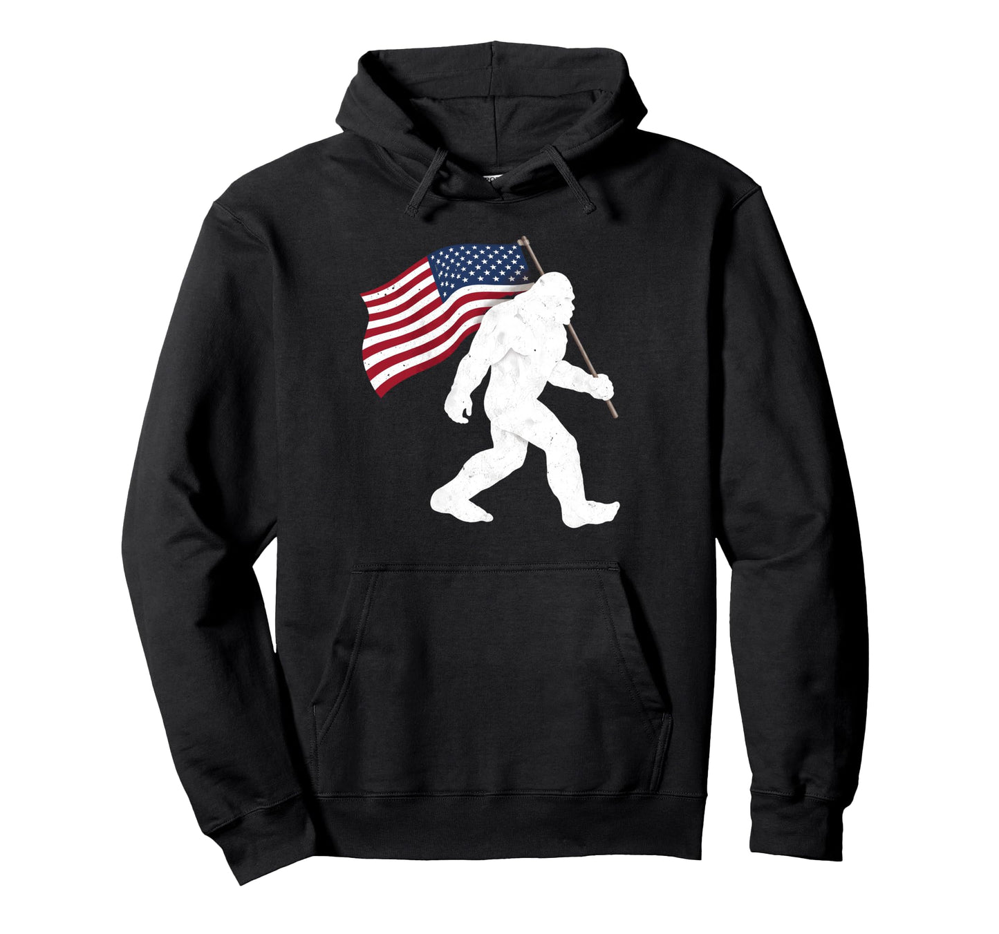 Bigfoot Carrying American Flag July 4Th Hoodie - Graphic Print for Adults - T-Shirt, Sweatshirt, Hoodie
