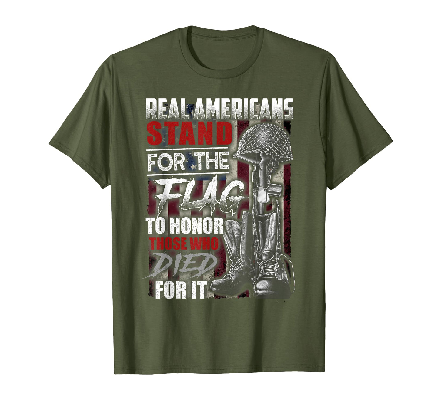 Real Americans Stand Flag To Honor T-Shirt - Graphic Print Men Women - T-Shirt, Sweatshirt, Hoodie