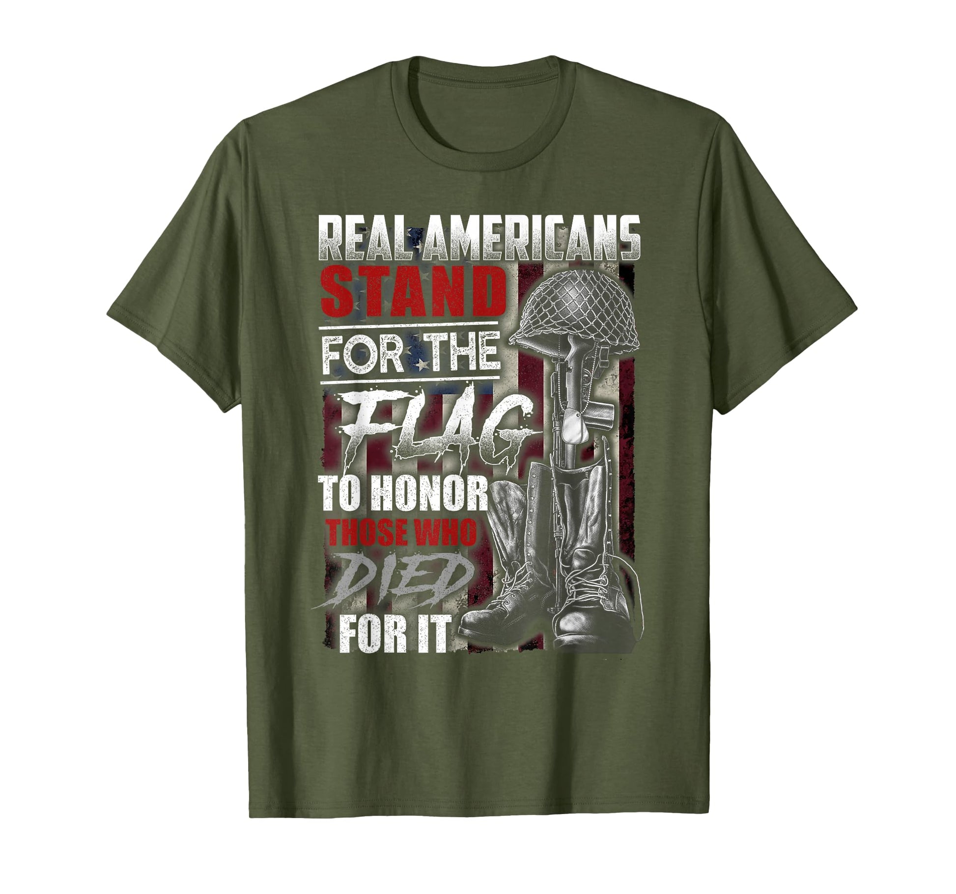 Real Americans Stand Flag To Honor T-Shirt - Graphic Print Men Women - T-Shirt, Sweatshirt, Hoodie