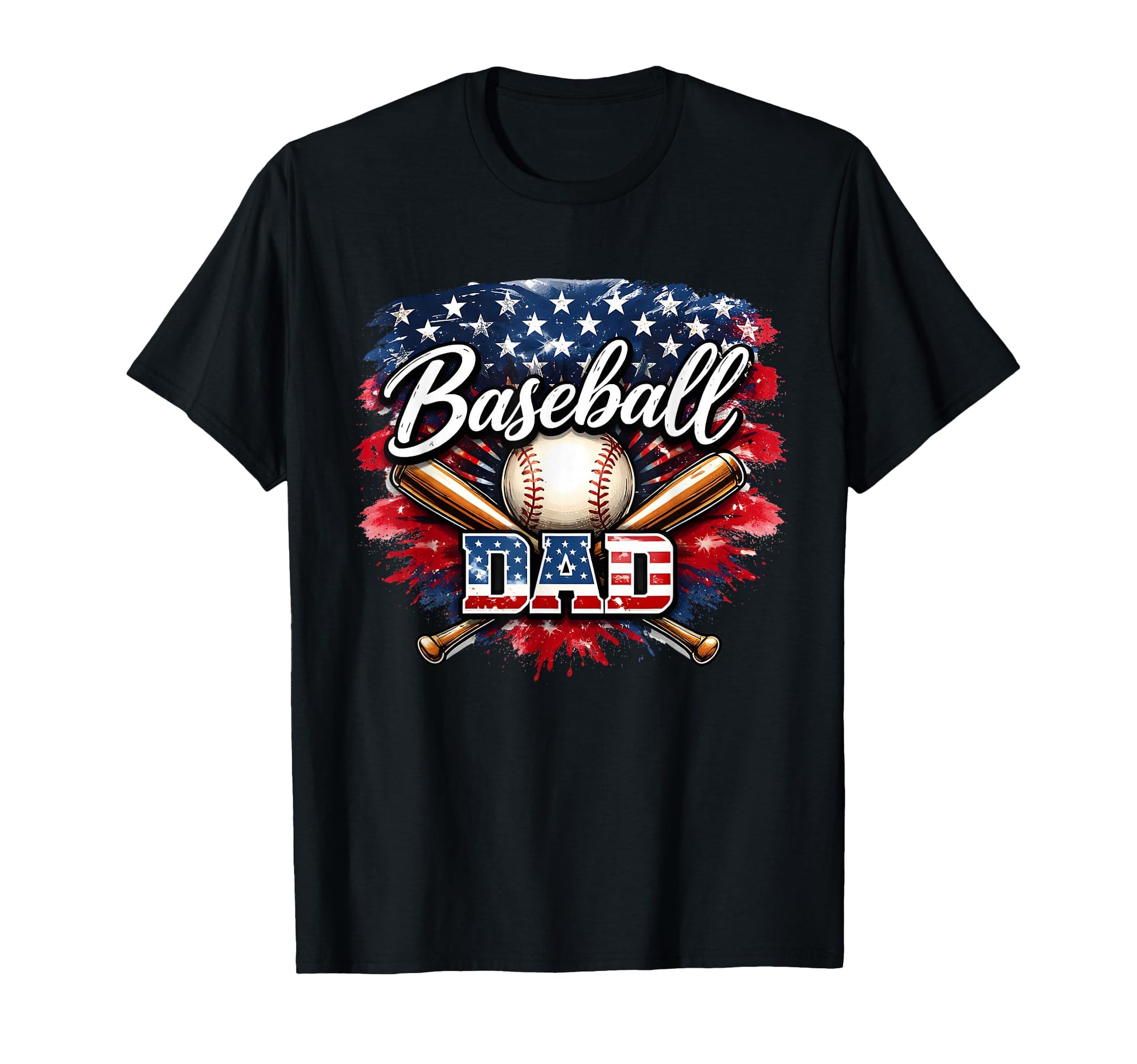 Baseball Dad American Flag Baseball T-Shirt - Minimalist Print Men Women - T-Shirt, Sweatshirt, Hoodie
