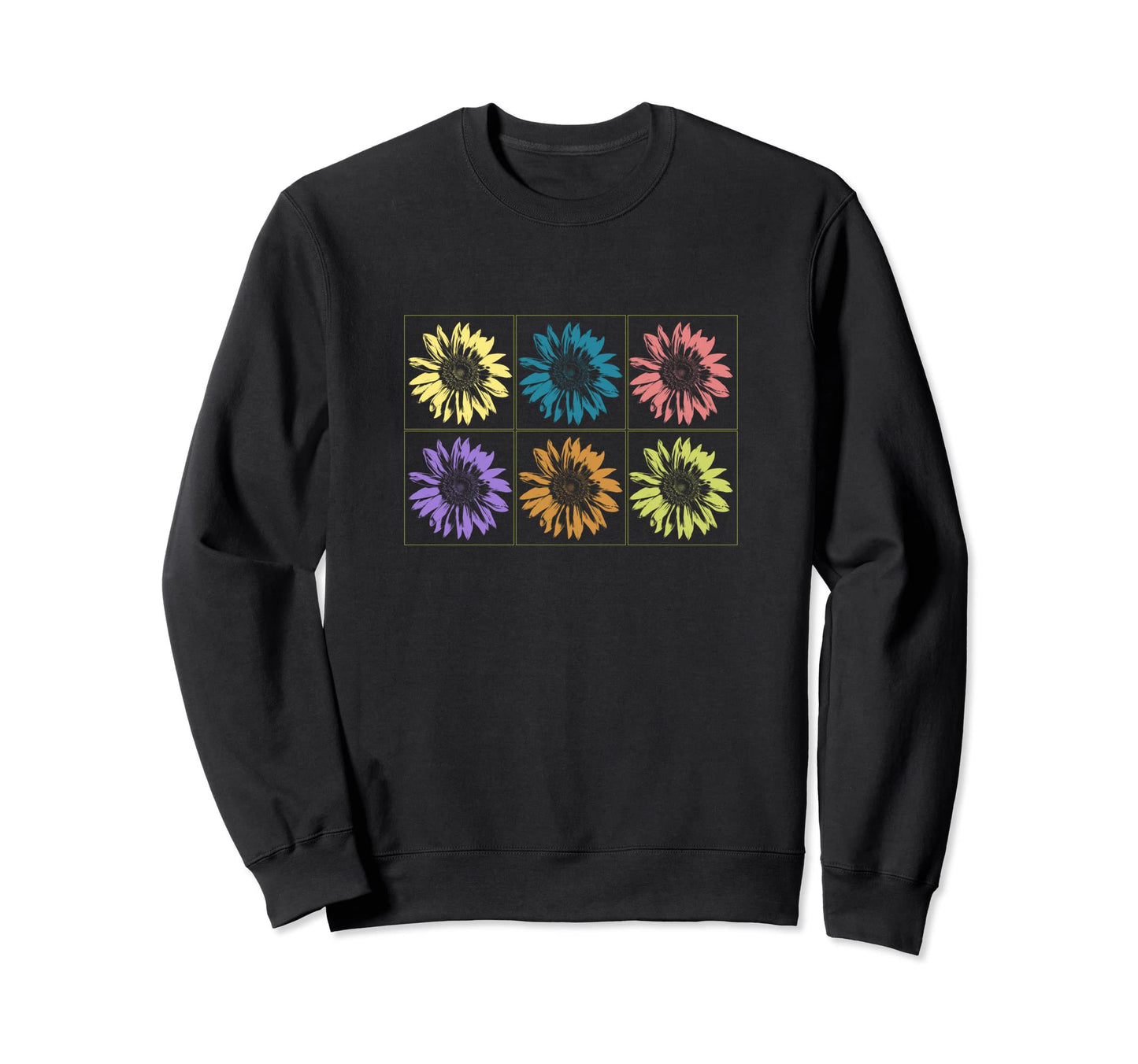 Sunflower Pop Art Colored Sweatshirt - Casual Everyday Wear Men Women - T-Shirt, Sweatshirt, Hoodie
