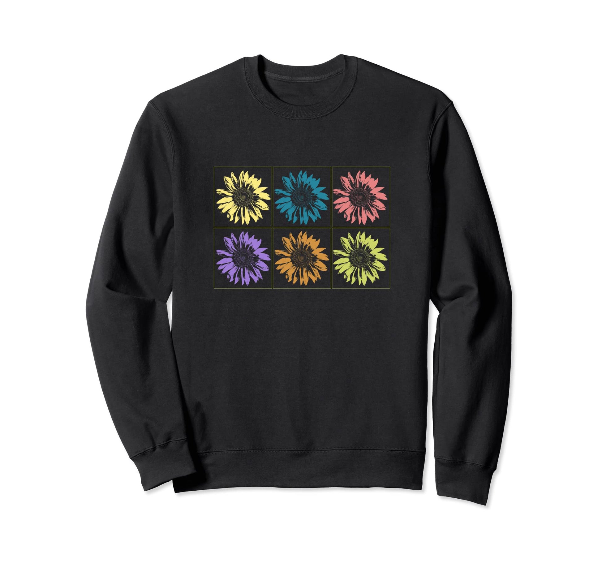 Sunflower Pop Art Colored Sweatshirt - Casual Everyday Wear Men Women - T-Shirt, Sweatshirt, Hoodie