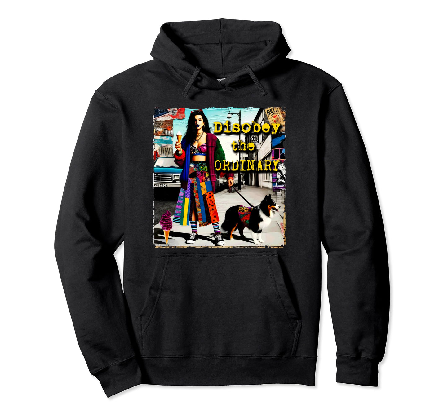 90S Dog Pop Punk Grunge Colorful Hoodie - Streetwear Style Unisex - T-Shirt, Sweatshirt, Hoodie