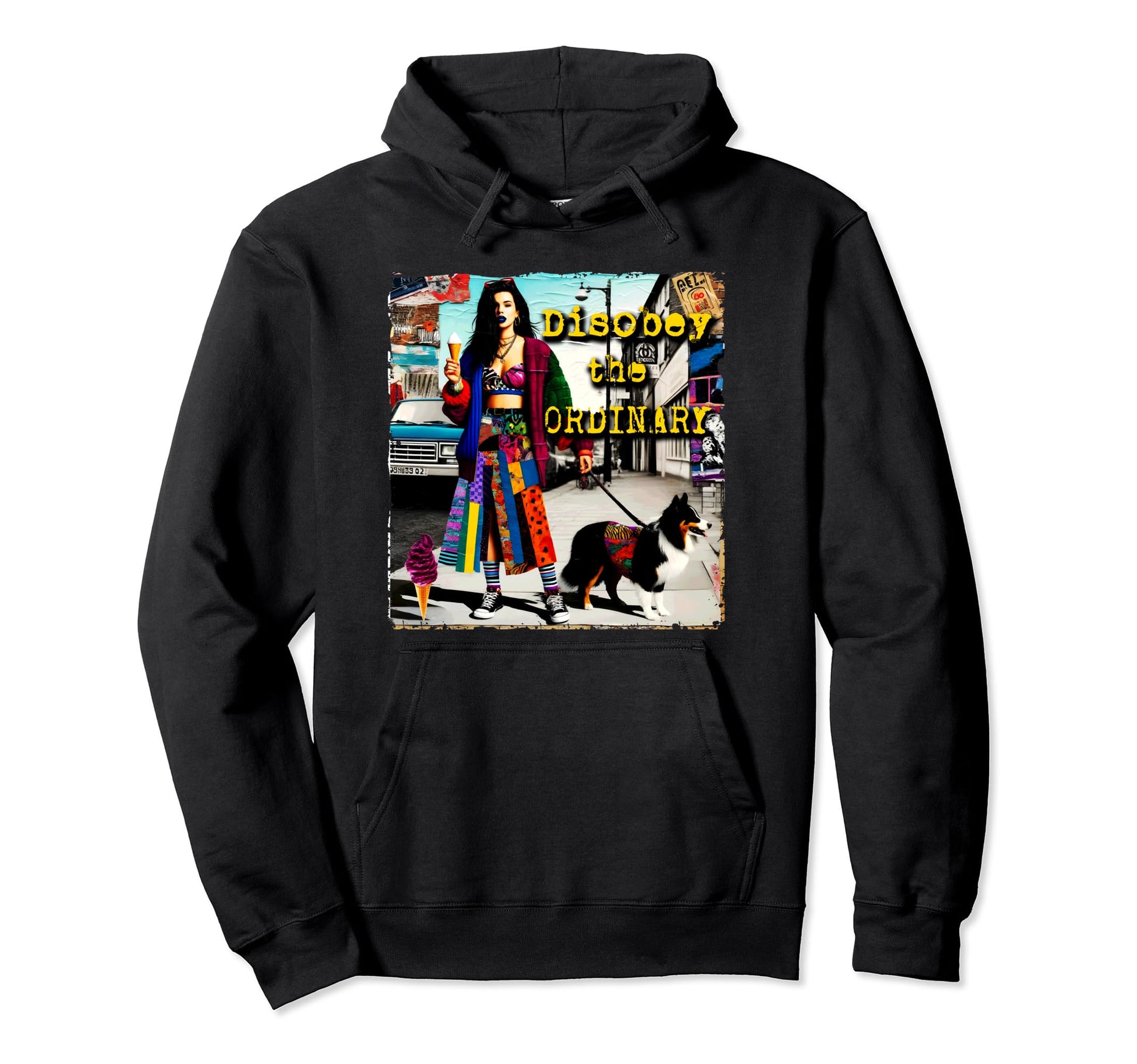 90S Dog Pop Punk Grunge Colorful Hoodie - Streetwear Style Unisex - T-Shirt, Sweatshirt, Hoodie