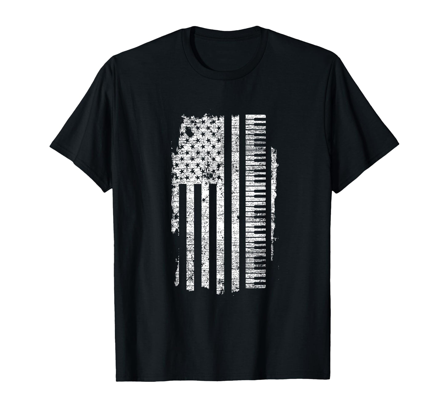 Piano Keyboard Usa Flag Pianist Gifts Music T-Shirt - Graphic Print Unisex - T-Shirt, Sweatshirt, Hoodie