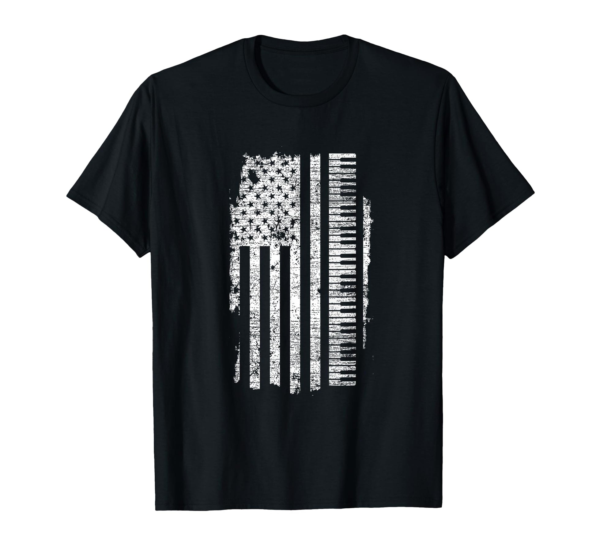 Piano Keyboard Usa Flag Pianist Gifts Music T-Shirt - Graphic Print Unisex - T-Shirt, Sweatshirt, Hoodie