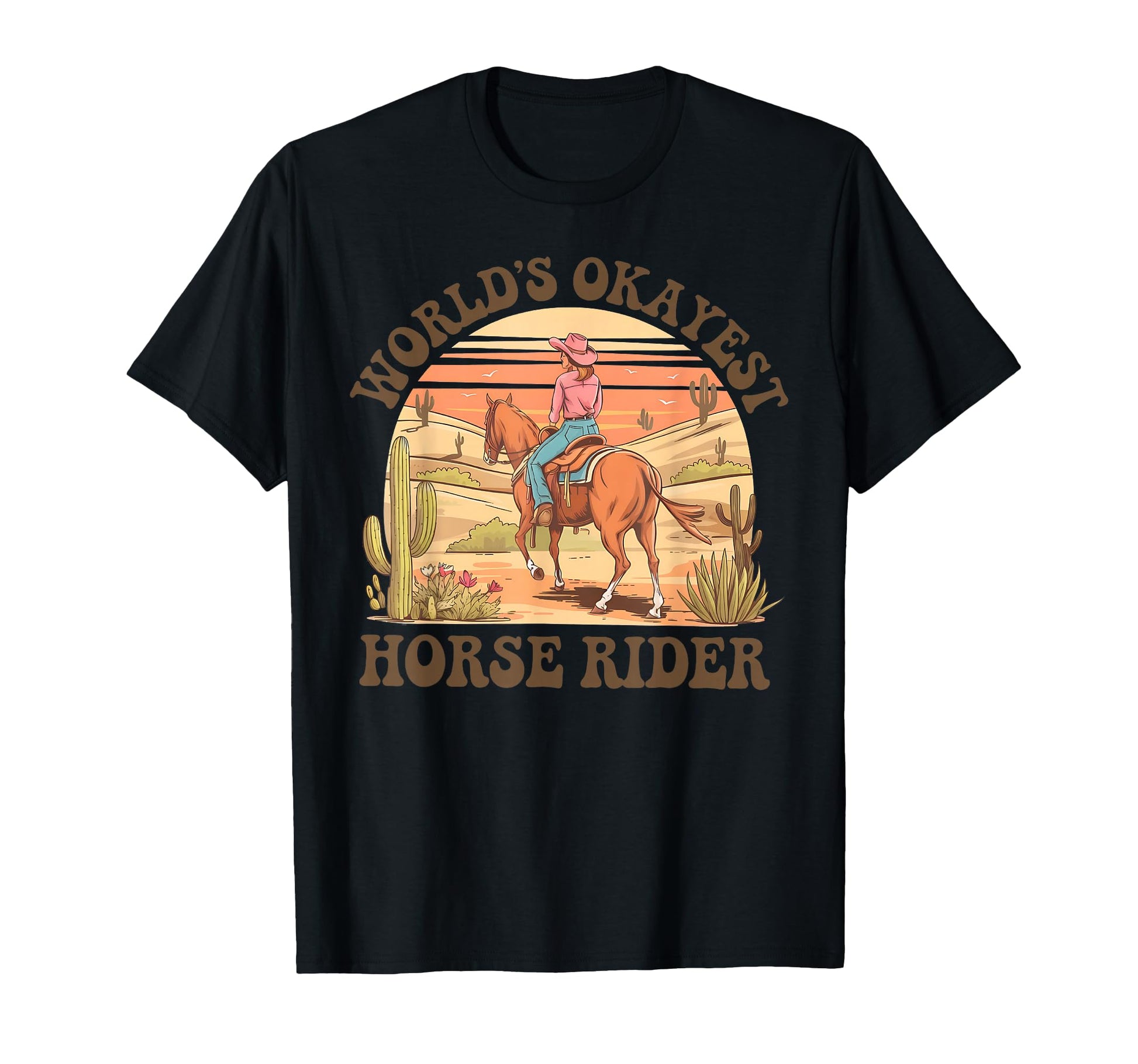 Worlds Okayest Horse Rider Funny T-Shirt - Unique Graphic for Adults - T-Shirt, Sweatshirt, Hoodie