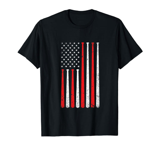 Baseball Dad American Flag 4Th July T-Shirt - Fun Novelty Design Men Women - T-Shirt, Sweatshirt, Hoodie