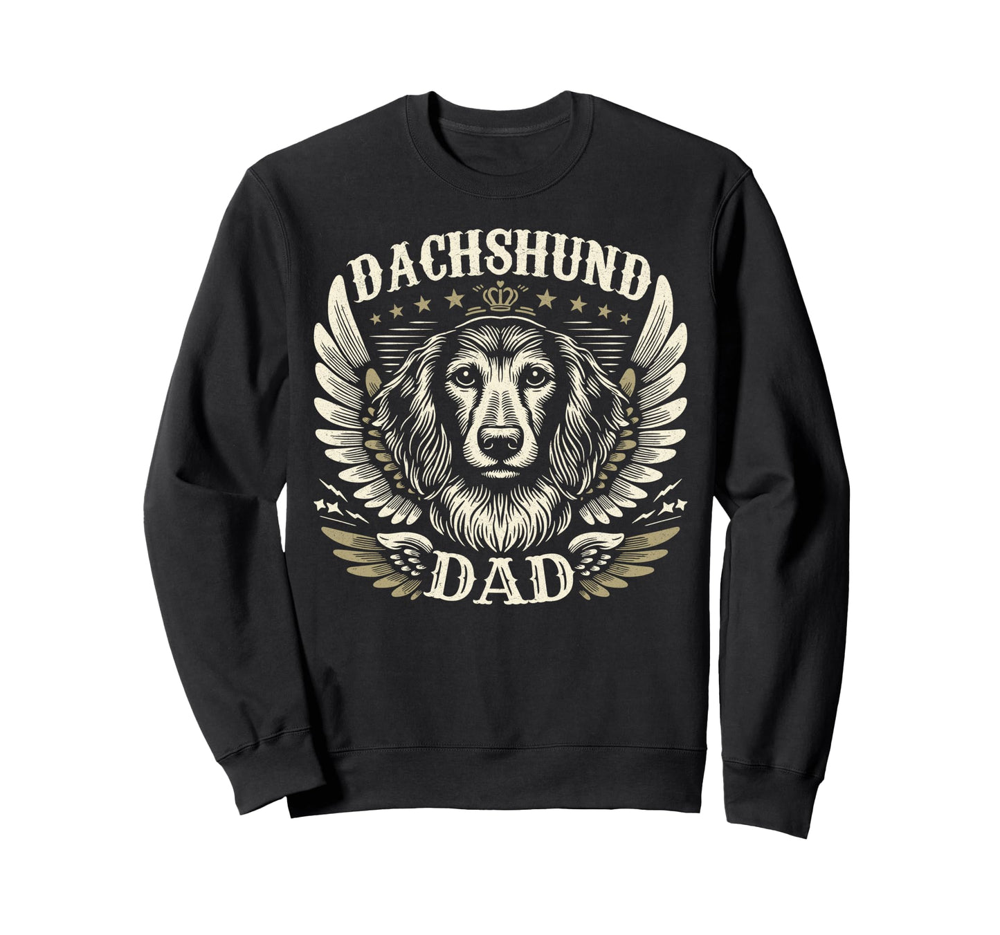 Dachshund Dad Biker Wings Motorcycle Sweatshirt - Unique Graphic Men Women - T-Shirt, Sweatshirt, Hoodie