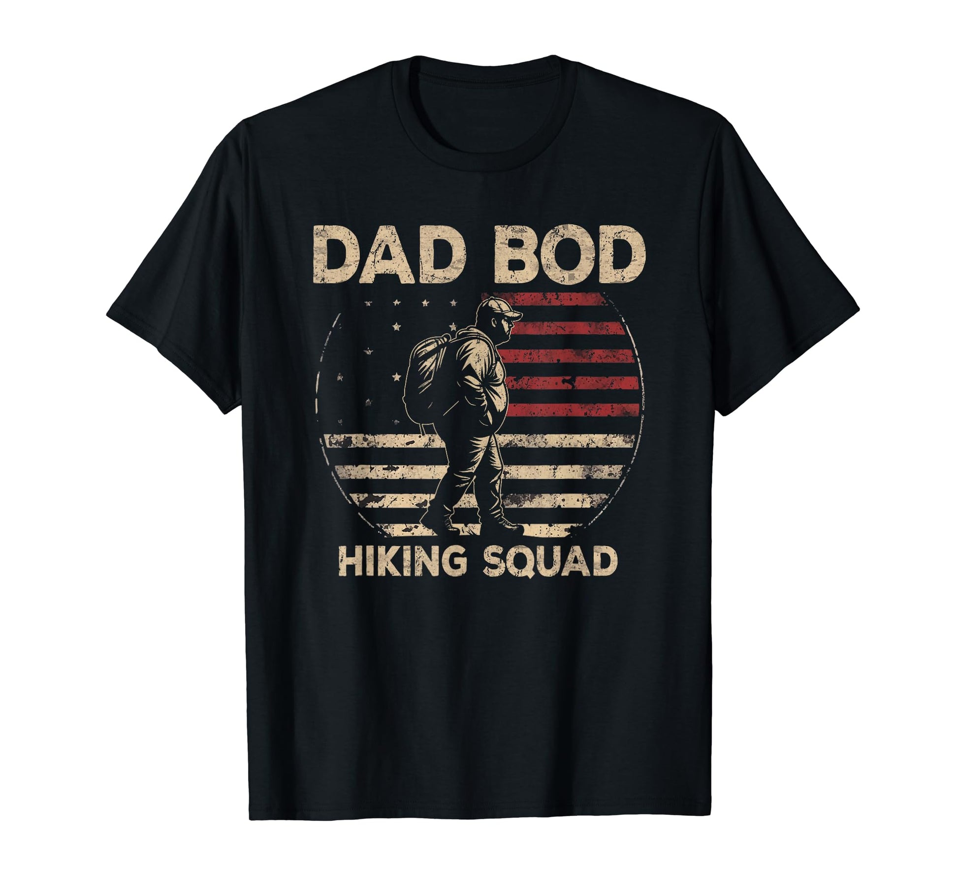 Dad Bod Hiking Squad Hiking Dad Us Flag T-Shirt - Graphic Print for Adults - T-Shirt, Sweatshirt, Hoodie