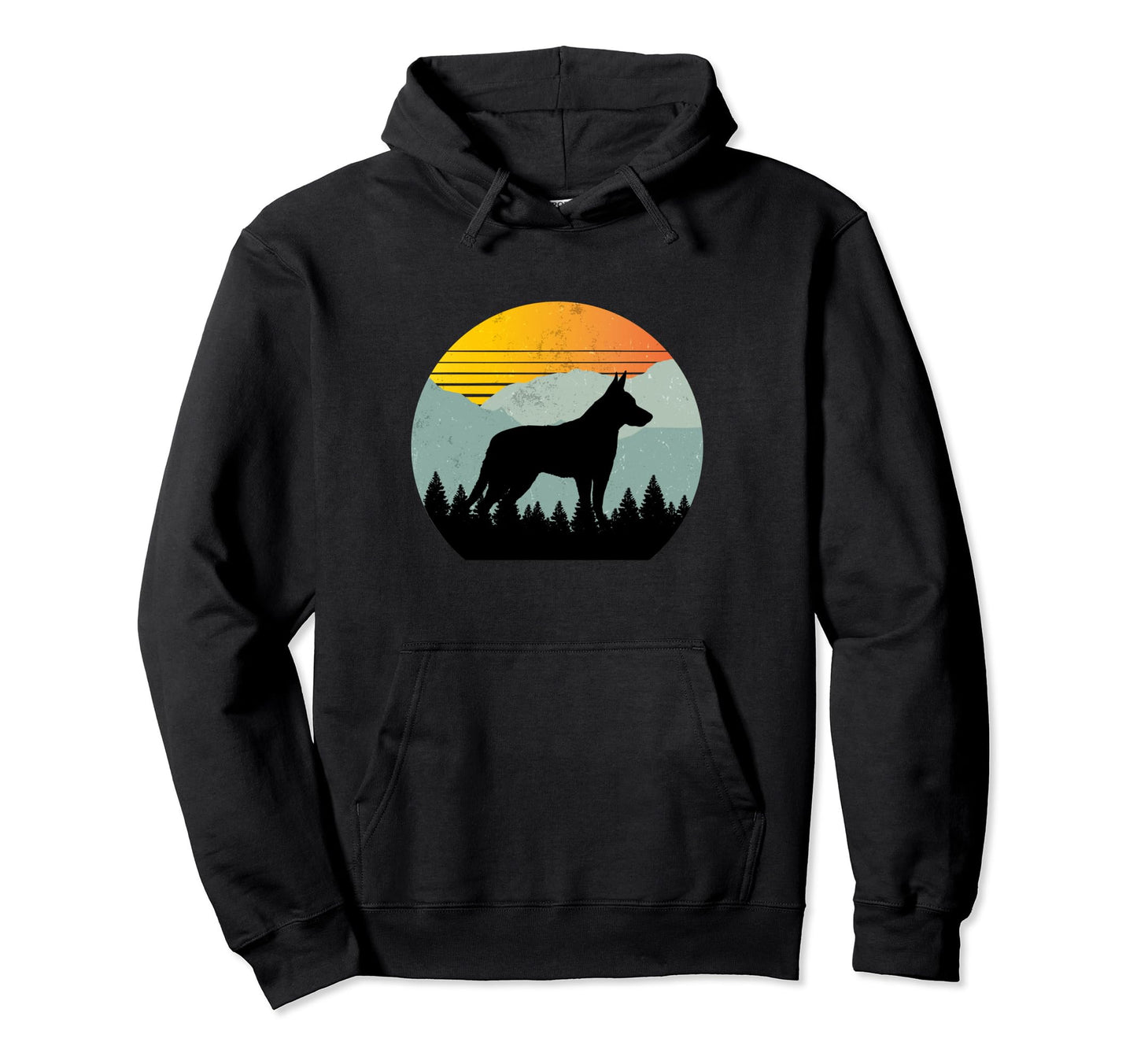 Koolie Dog Sun Mountains Distressed Hoodie - Fun Novelty Design Men Women - T-Shirt, Sweatshirt, Hoodie