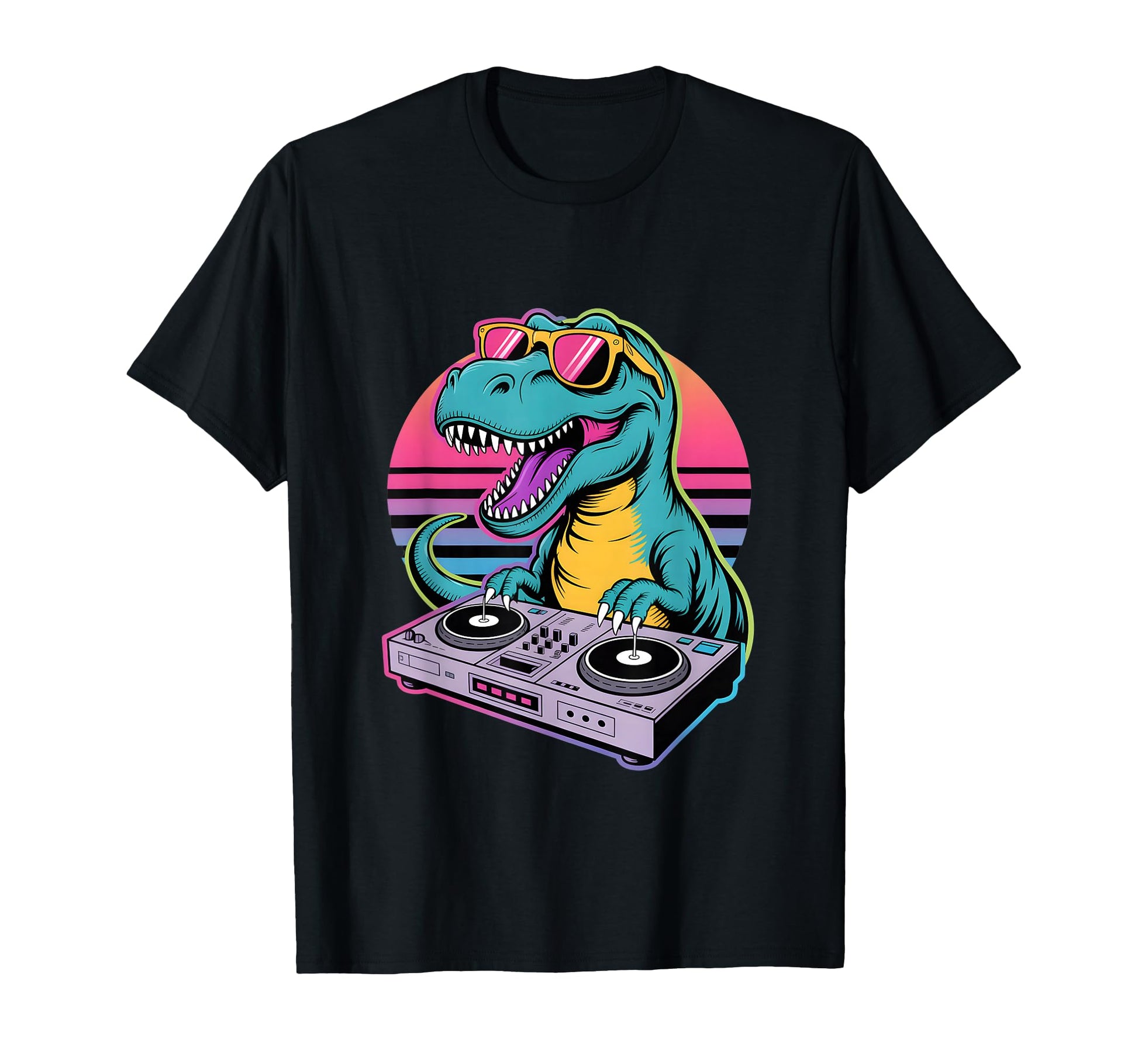 Funny Dj Dinosaur Turntable T-Shirt - Aesthetic Graphic for Adults - T-Shirt, Sweatshirt, Hoodie