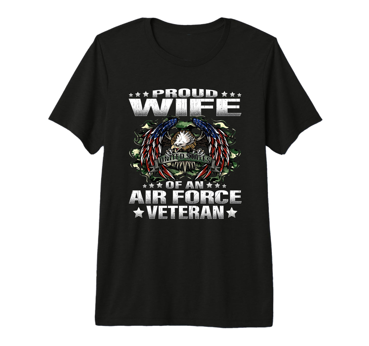 Proud Wife Air Force Veteran Military T-Shirt - Custom Art Print Unisex - T-Shirt, Sweatshirt, Hoodie