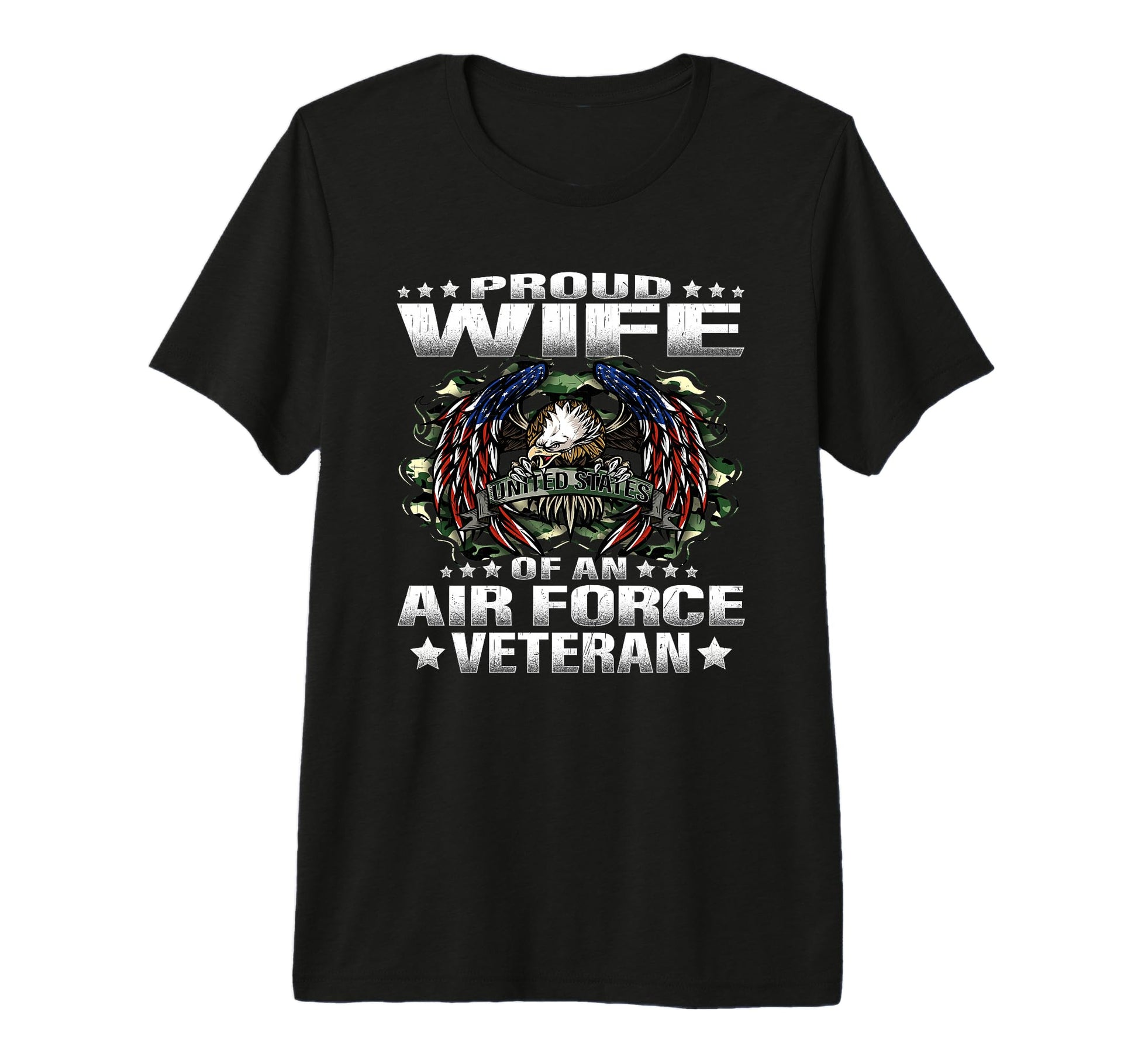 Proud Wife Air Force Veteran Military T-Shirt - Custom Art Print Unisex - T-Shirt, Sweatshirt, Hoodie