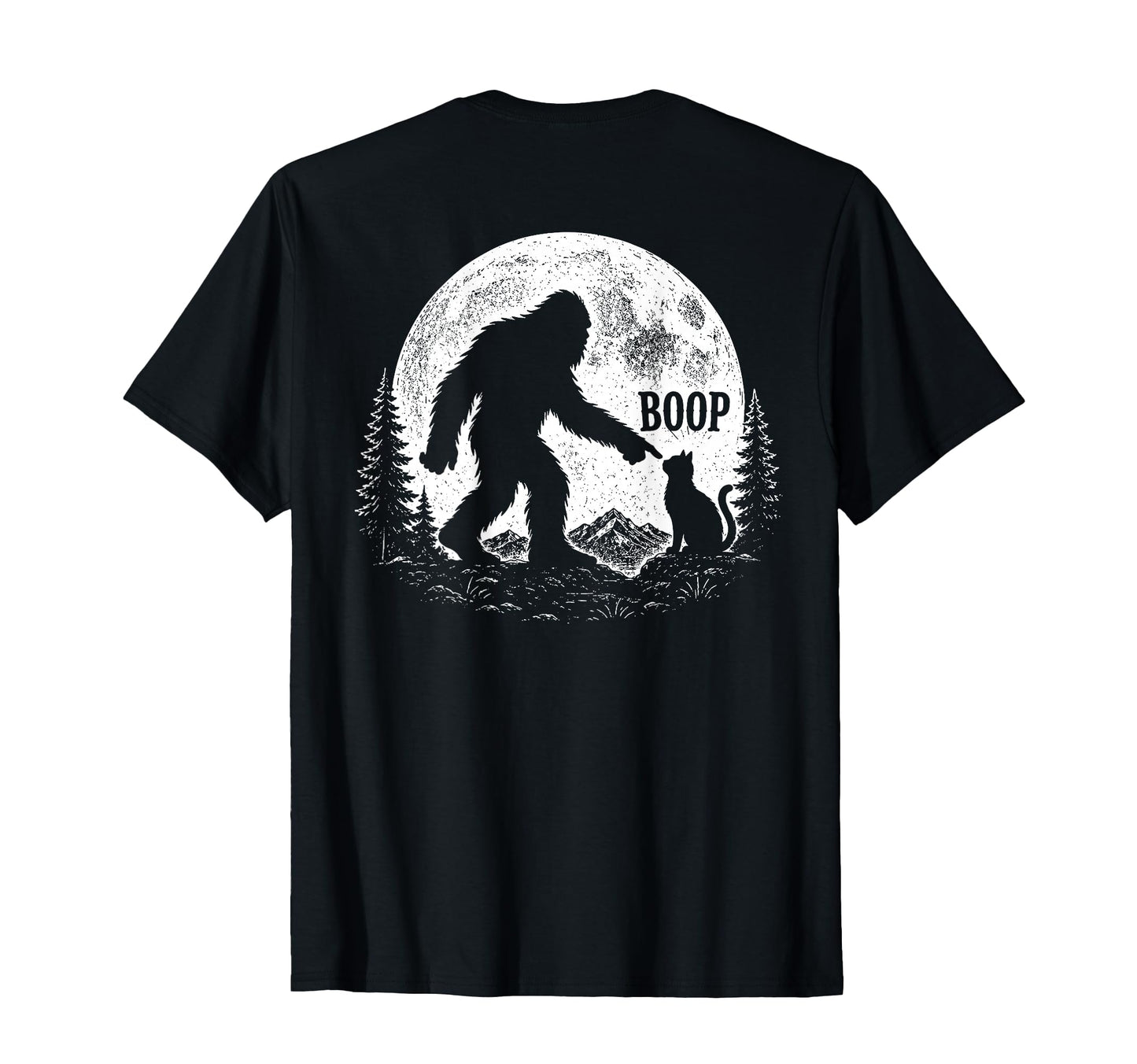 Back Bigfoot Boop Cat Moon Funny T-Shirt - Aesthetic Graphic Unisex - T-Shirt, Sweatshirt, Hoodie