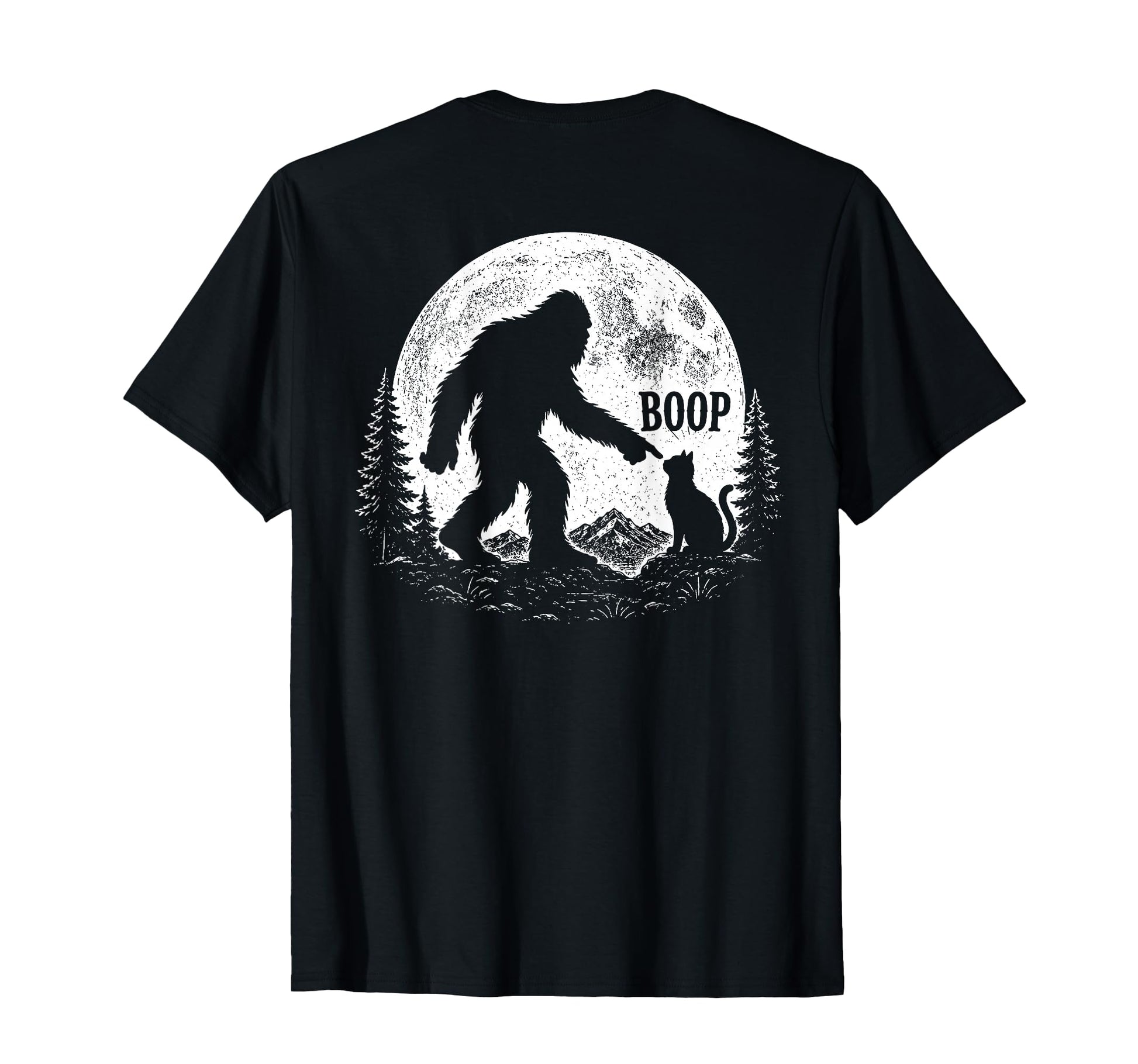 Back Bigfoot Boop Cat Moon Funny T-Shirt - Aesthetic Graphic Unisex - T-Shirt, Sweatshirt, Hoodie