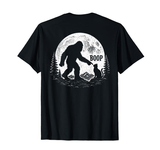 Back Bigfoot Boop Cat Moon Funny T-Shirt - Aesthetic Graphic Unisex - T-Shirt, Sweatshirt, Hoodie