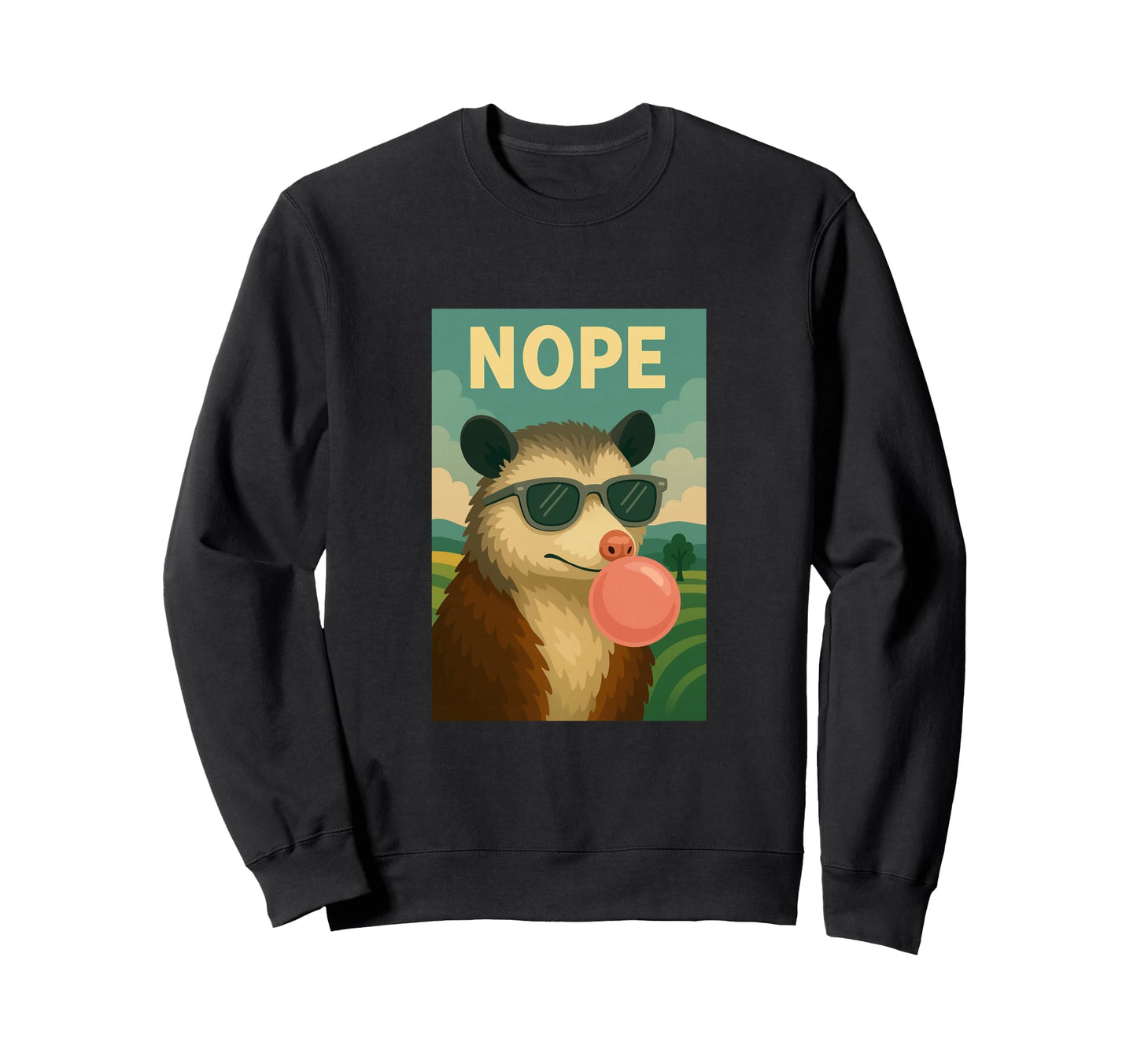 Possum Nope Chewing Gum Bubble Pop Sweatshirt - Custom Art Print Unisex - T-Shirt, Sweatshirt, Hoodie