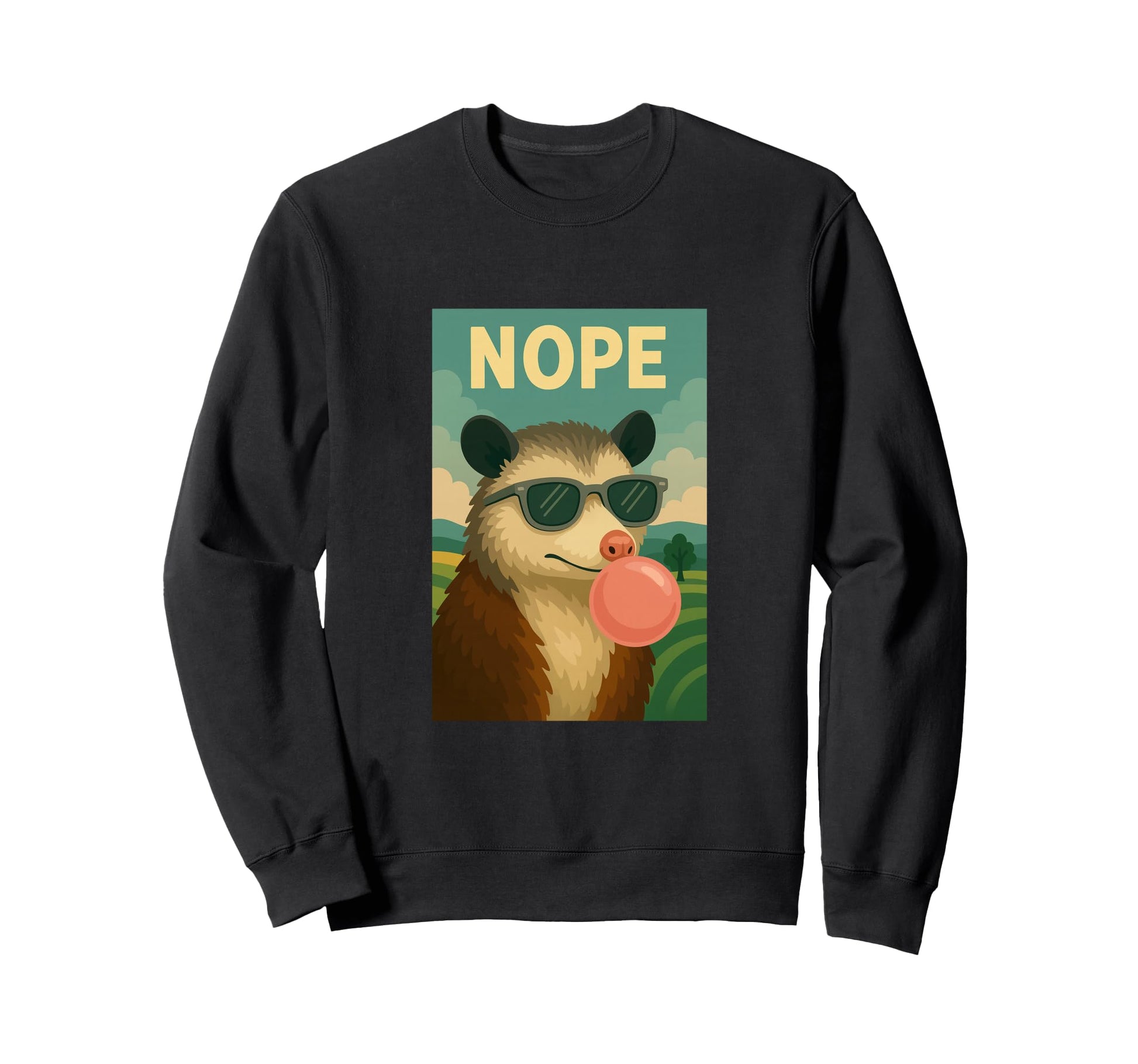 Possum Nope Chewing Gum Bubble Pop Sweatshirt - Custom Art Print Unisex - T-Shirt, Sweatshirt, Hoodie