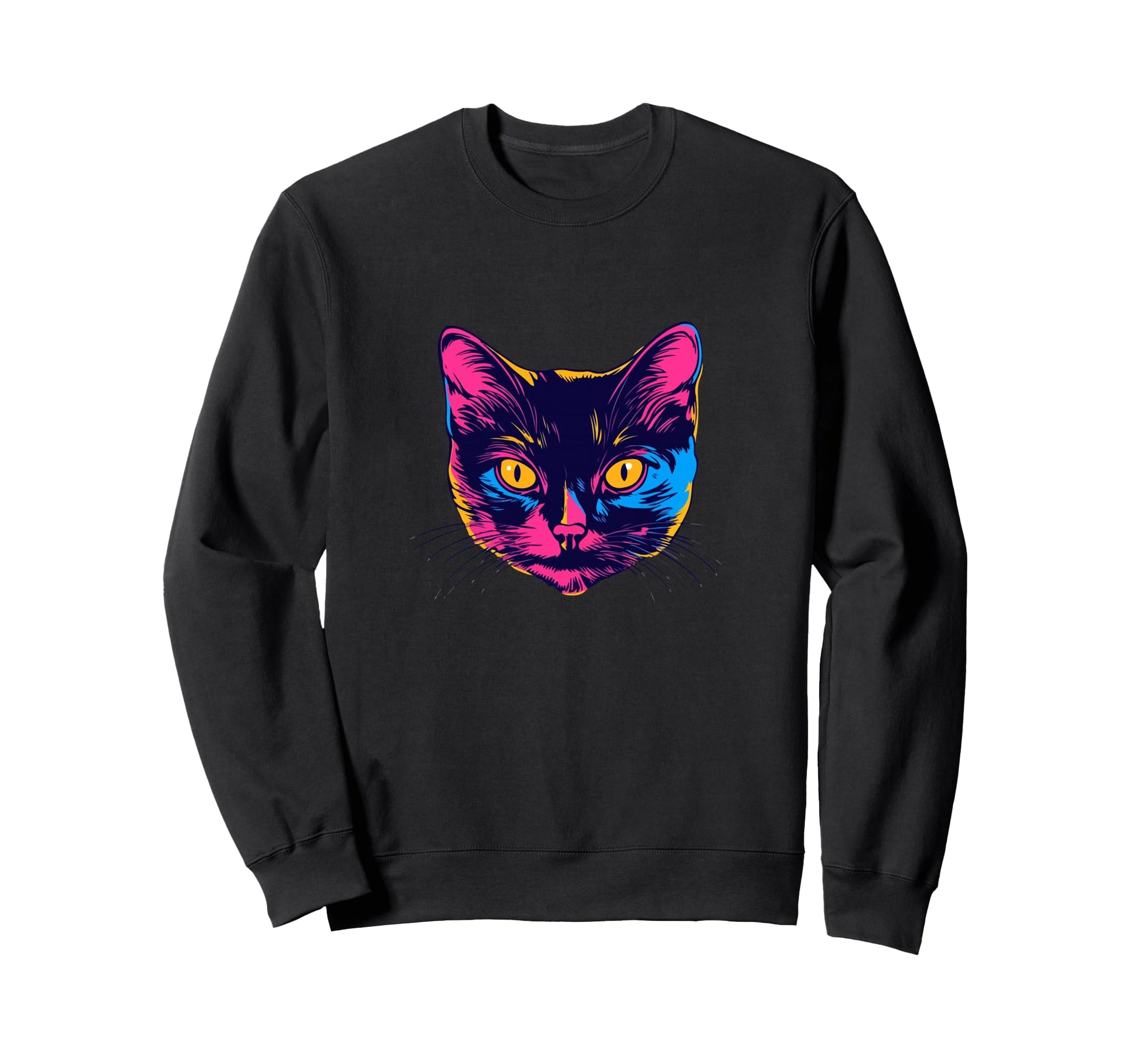 Snirt Colourful Cat Head Pop Art Sweatshirt - Custom Art Print Men Women - T-Shirt, Sweatshirt, Hoodie