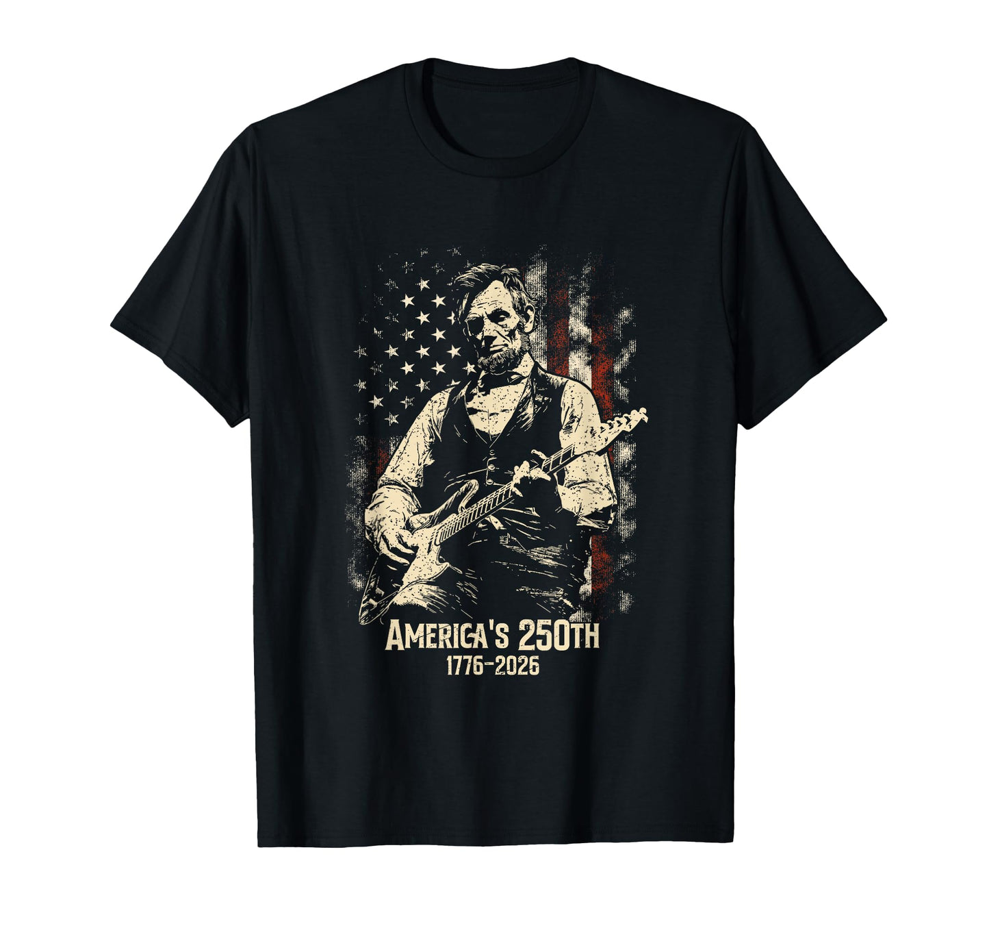 Abraham Lincoln Playing Guitar 4Th July T-Shirt - Unique Graphic Men Women - T-Shirt, Sweatshirt, Hoodie