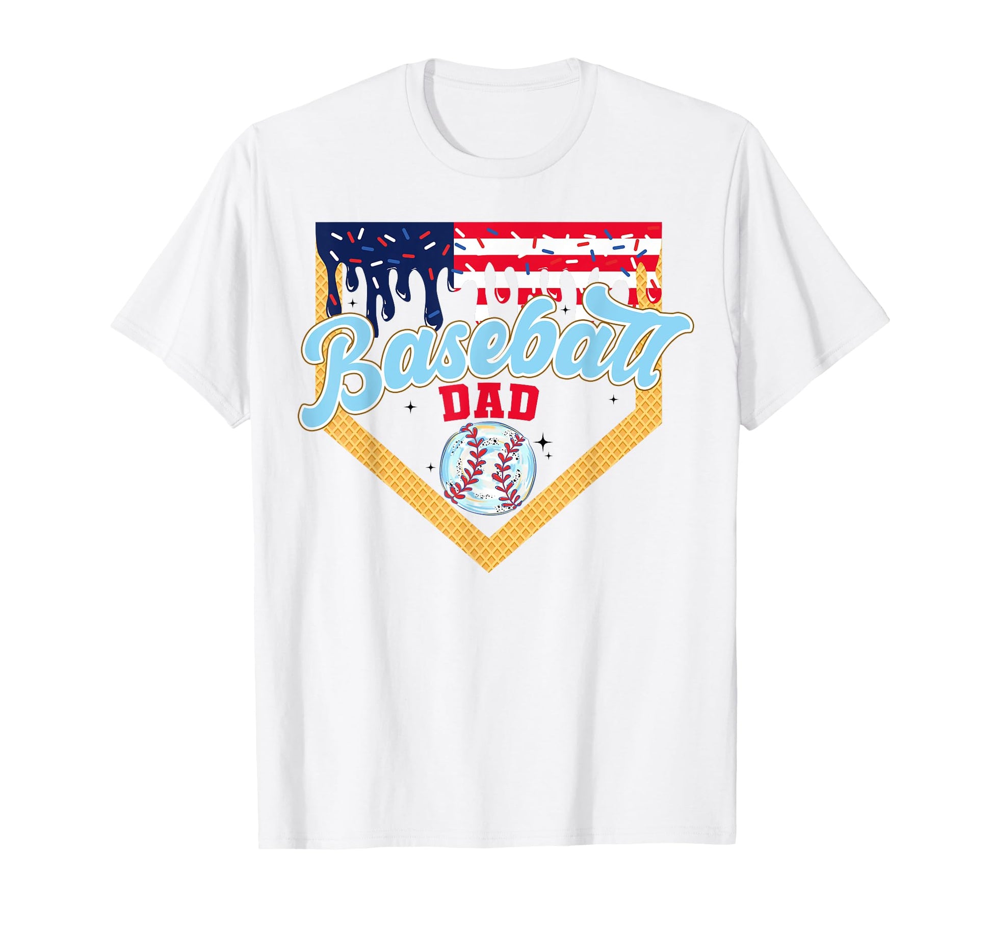 Baseball Dad Ice Cream Drip T-Shirt - Casual Everyday Wear Men Women - T-Shirt, Sweatshirt, Hoodie