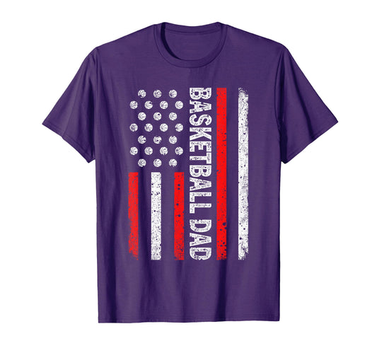 Basketball Dad American Flag Dad T-Shirt - Aesthetic Graphic for Adults - T-Shirt, Sweatshirt, Hoodie