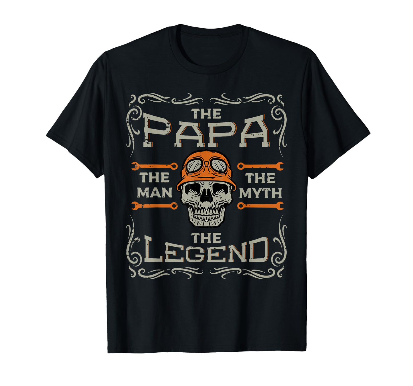 Biker Papa Myth Legend Skull Fathers Day T-Shirt - Graphic Print Unisex - T-Shirt, Sweatshirt, Hoodie