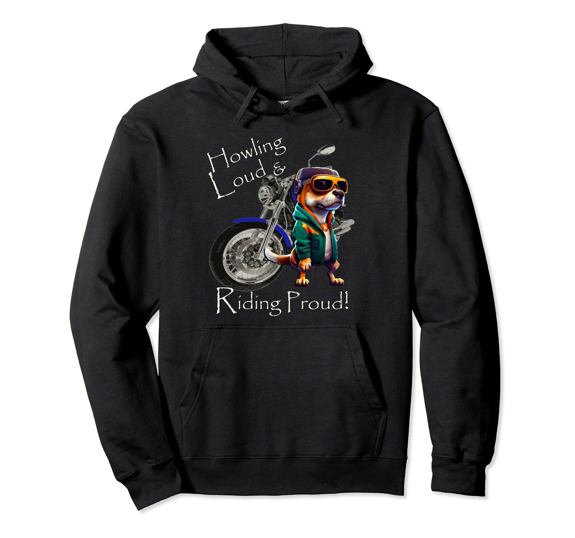 Motorcycle Riding Dog Funny Biker Hoodie - Aesthetic Graphic Men Women - T-Shirt, Sweatshirt, Hoodie