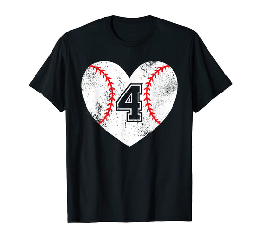 Baseball Heart Player 4 Baseball Mom T-Shirt - Novelty Apparel for Adults - T-Shirt, Sweatshirt, Hoodie