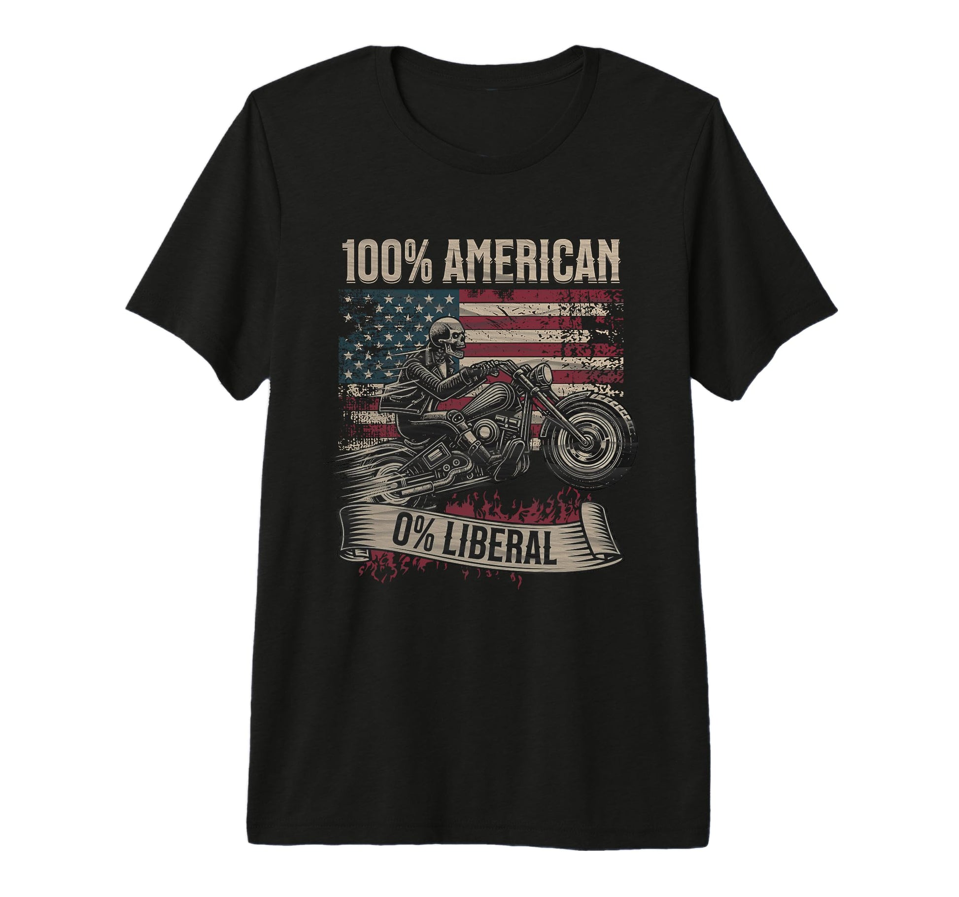 Patriotic Motorcycle Skull Rider Old T-Shirt - Aesthetic Graphic Unisex - T-Shirt, Sweatshirt, Hoodie