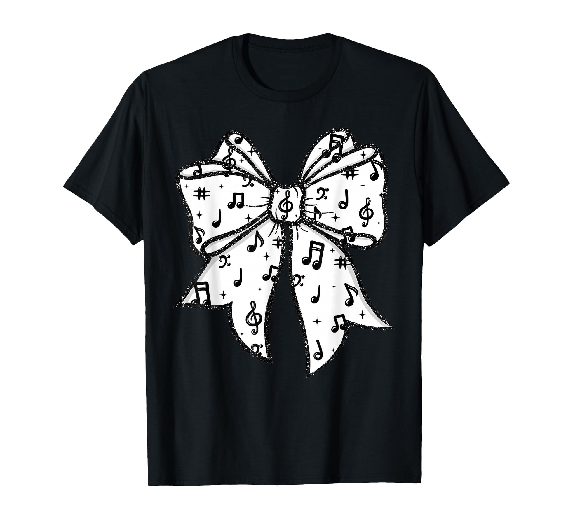 Music Notes Coquette Bow Music Teacher T-Shirt - Minimalist Print Unisex - T-Shirt, Sweatshirt, Hoodie