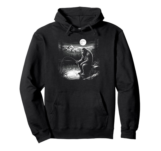 Bassquatch Sasquatch Fisher Bass Hoodie - Minimalist Print for Adults - T-Shirt, Sweatshirt, Hoodie