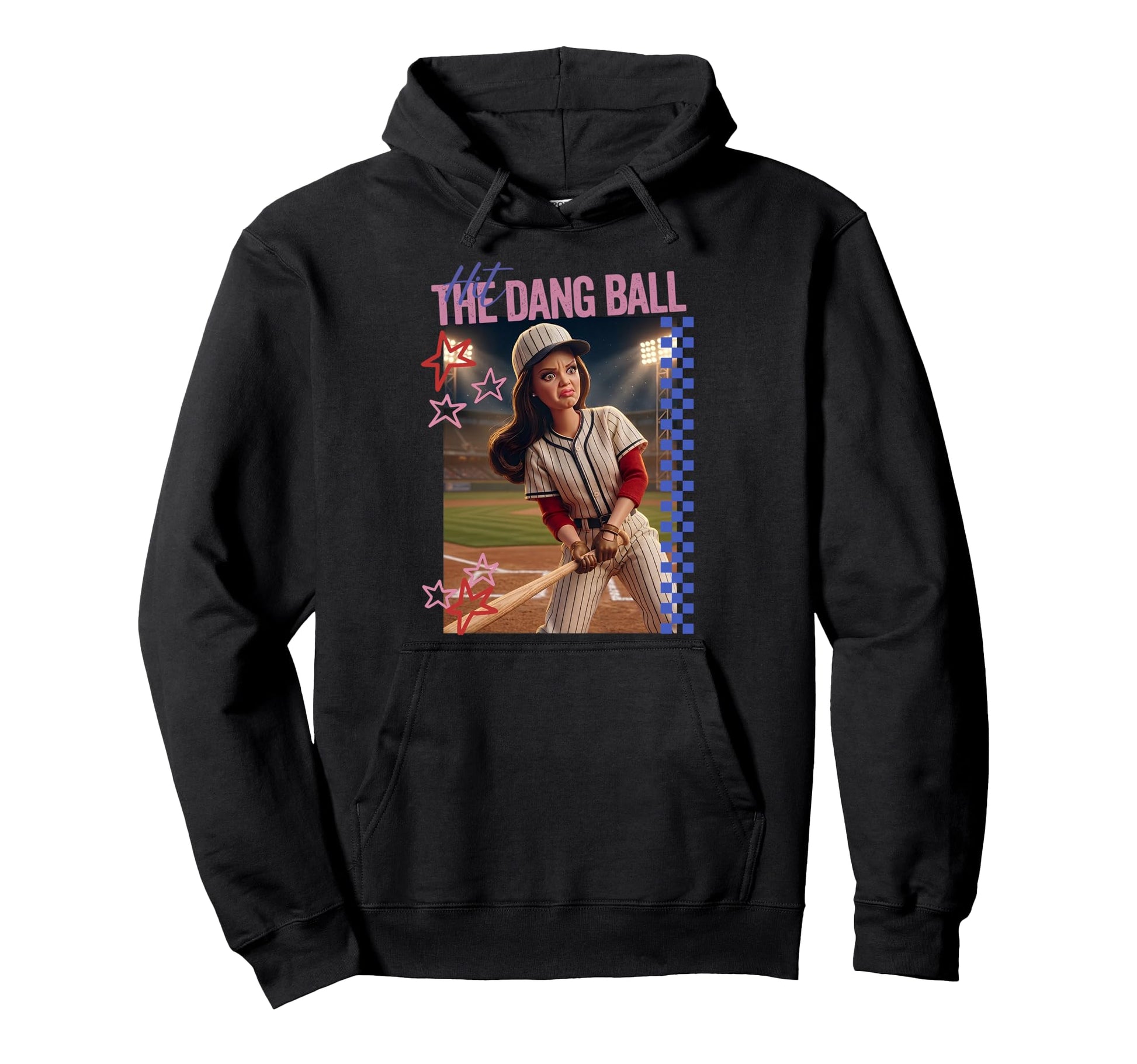 Hit Dang Ball Baseball Doll Funny Hoodie - Minimalist Print Men Women - T-Shirt, Sweatshirt, Hoodie