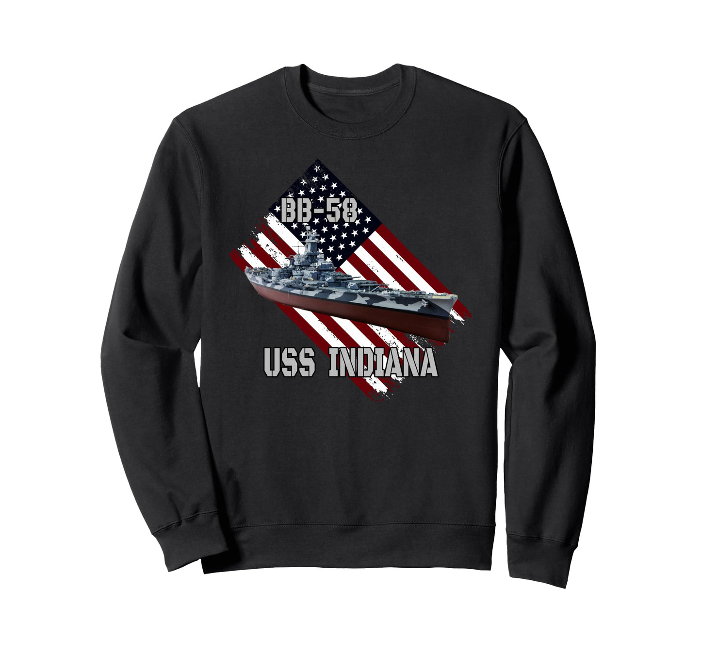 Battleship Uss Indiana Bb 58 Sweatshirt - Aesthetic Graphic Men Women - T-Shirt, Sweatshirt, Hoodie